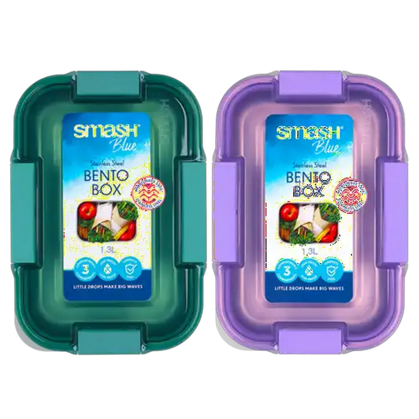 Image of Smash Stainless Steel Bento Lunch Box 1.3L (Colour May Vary)