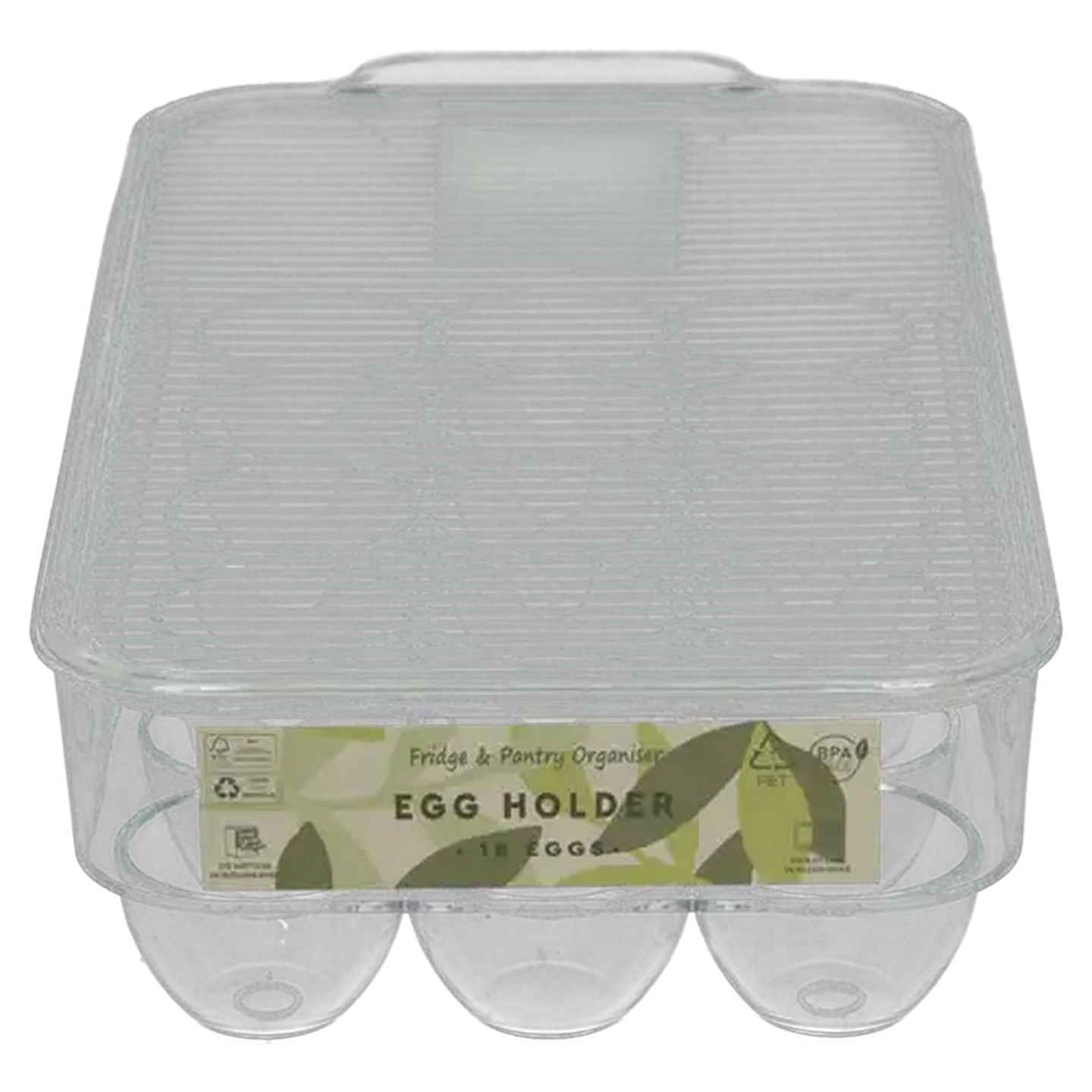 Image of Fridge & Pantry Plastic 18-Egg Holder Organiser with Lid