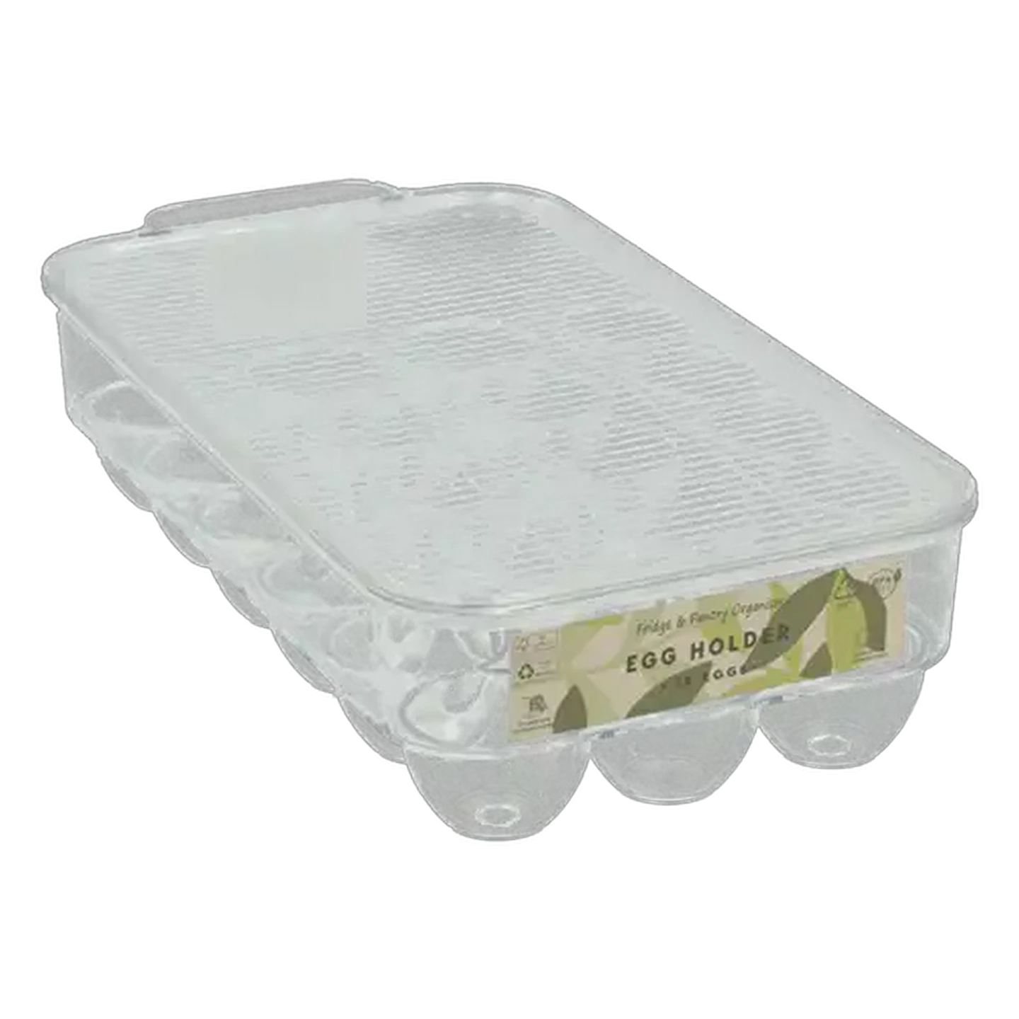 Image of Fridge & Pantry Plastic 18-Egg Holder Organiser with Lid
