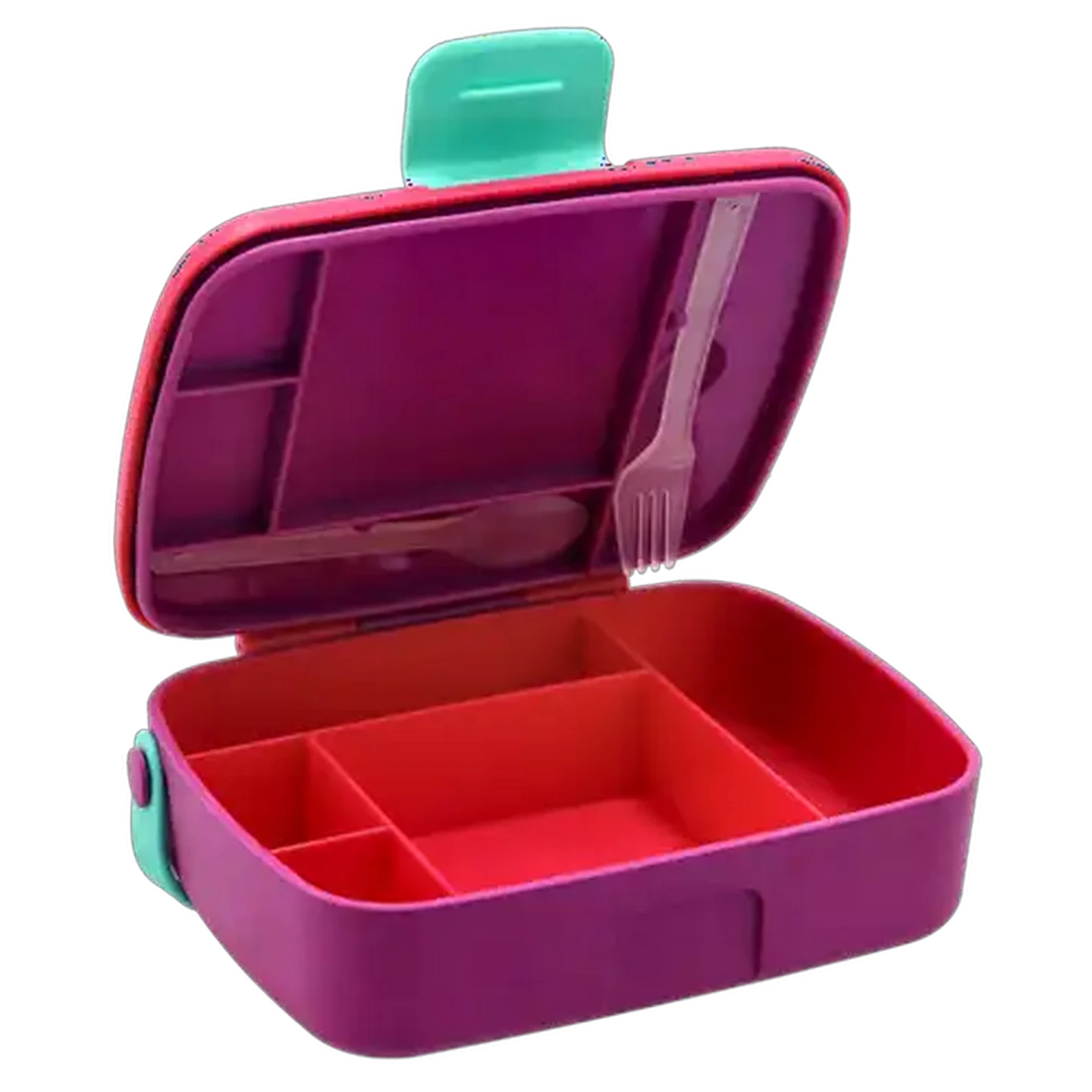 Image of Colour Block 5 Compartment Plastic Lunch Box (Colour May Vary)