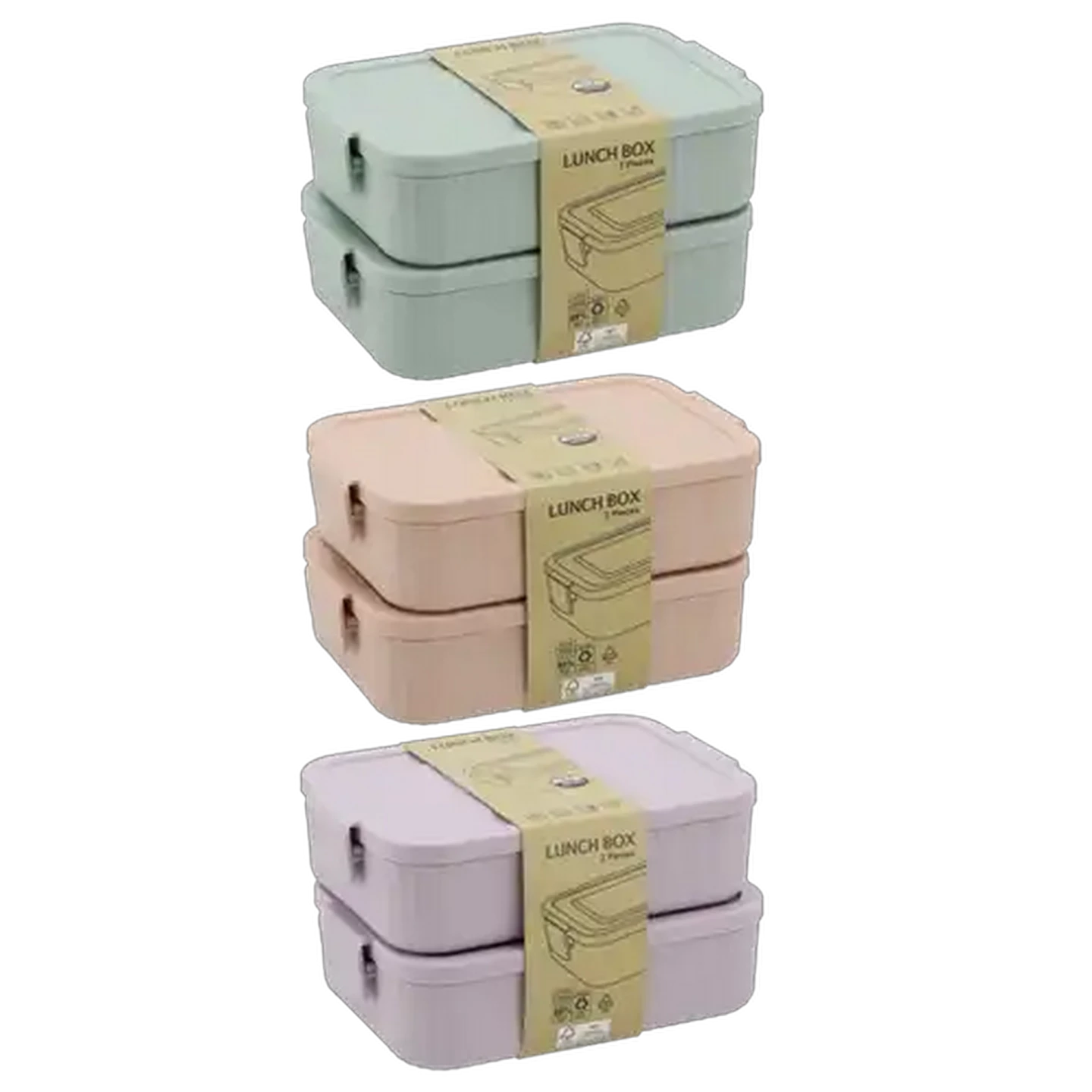 Image of Gelin Plastic Clip Lunch Box 2 Piece (Colour May Vary)