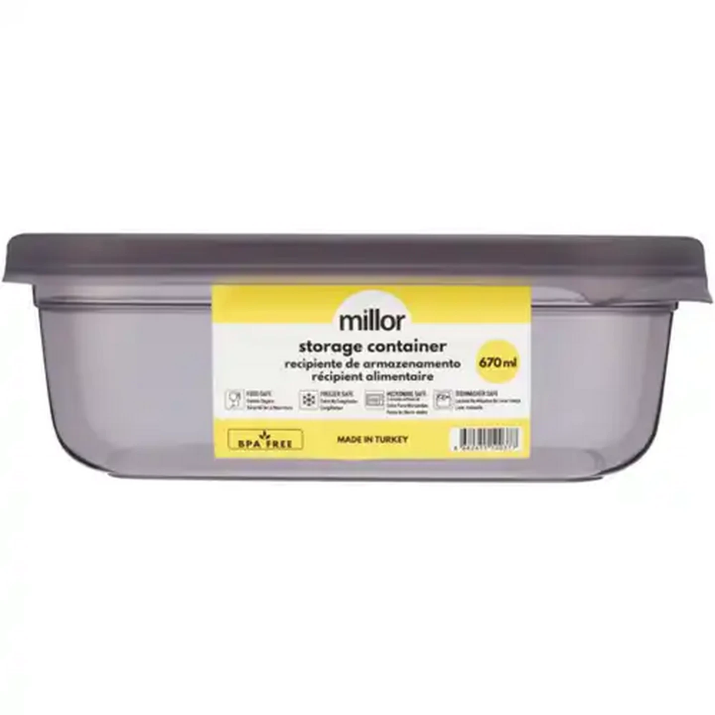 Image of Millor Grey Rectangular Storage Container 670ml