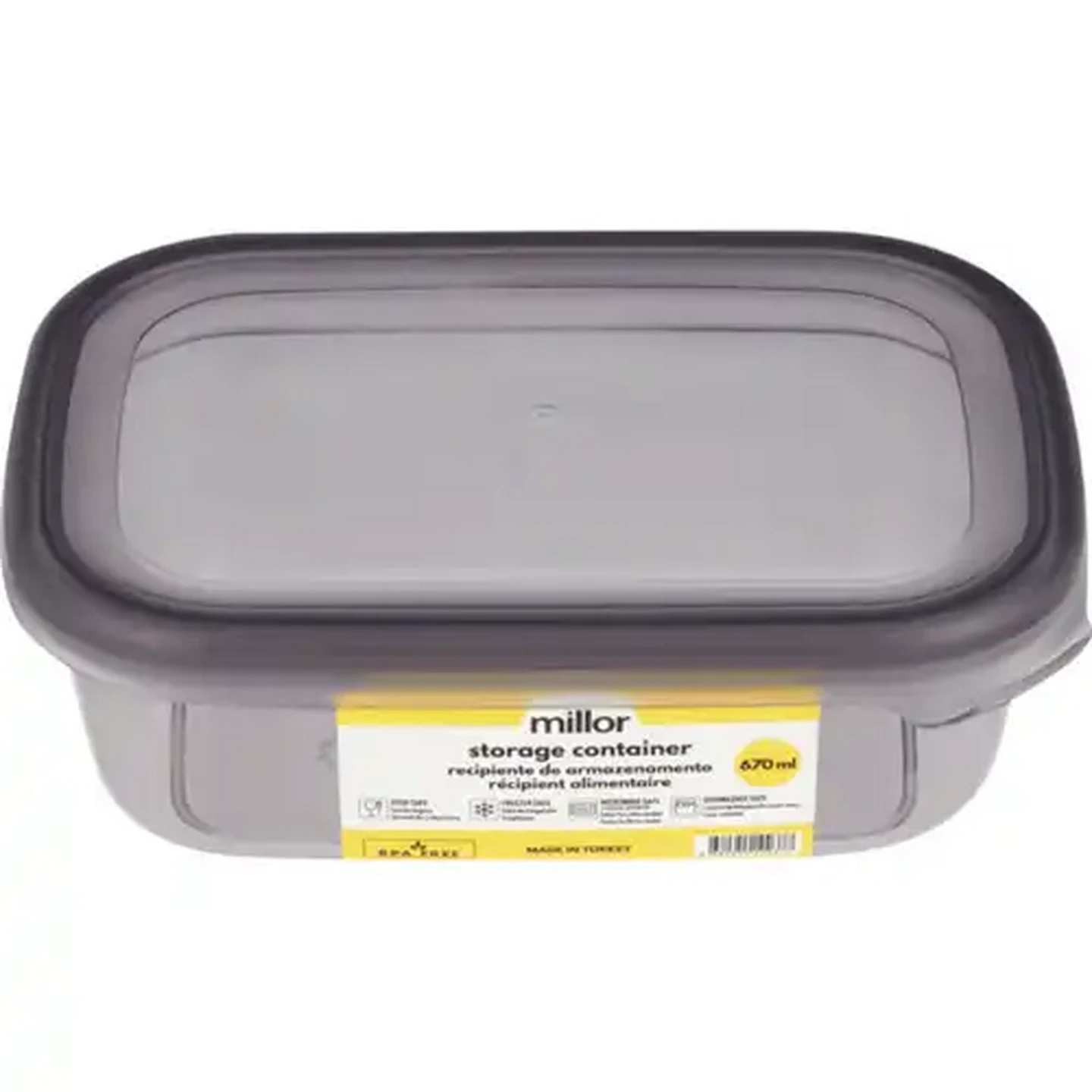 Image of Millor Grey Rectangular Storage Container 670ml