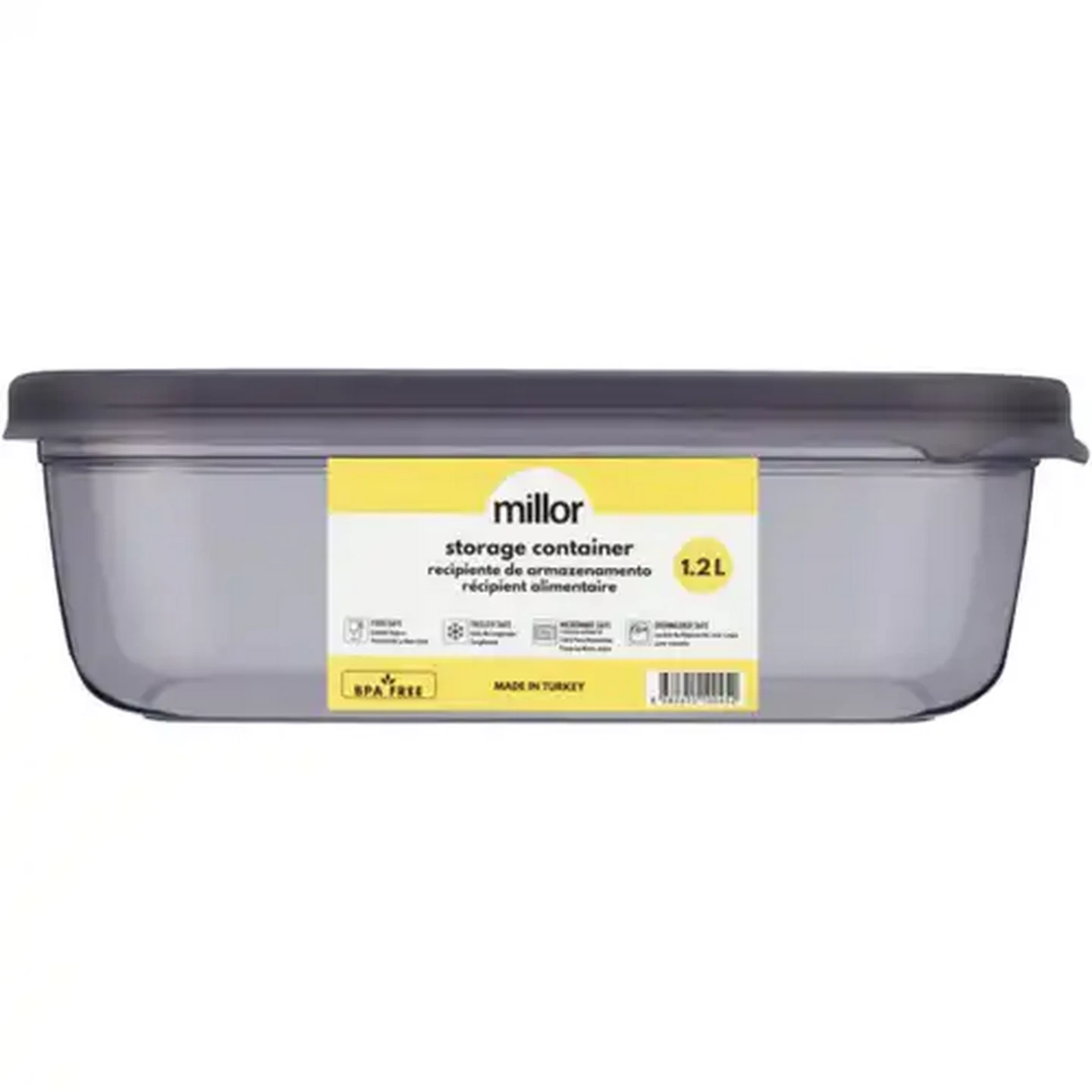 Image of Millor Grey Rectangular Storage Container 1.2L