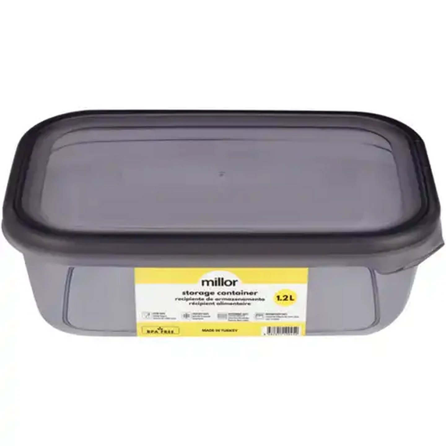 Image of Millor Grey Rectangular Storage Container 1.2L