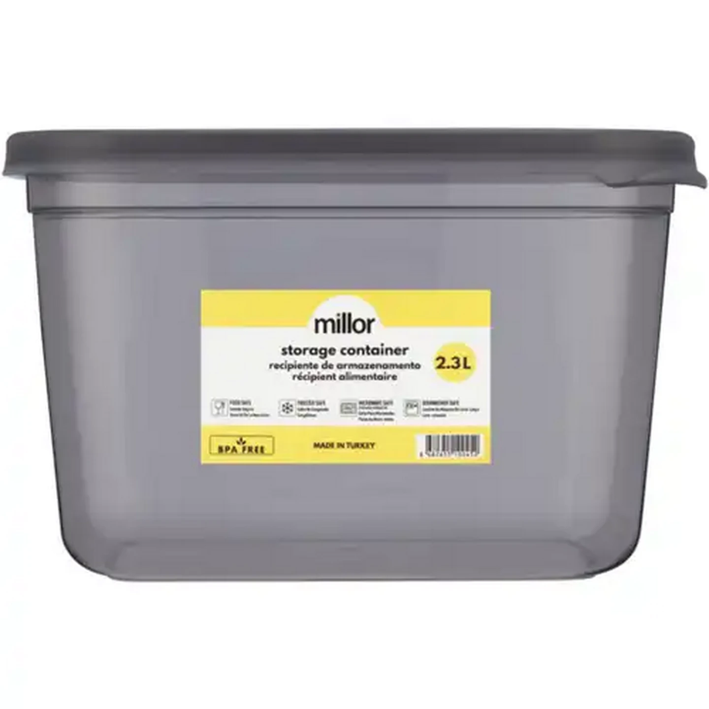 Image of Millor Grey Rectangular Storage Container 2.3L