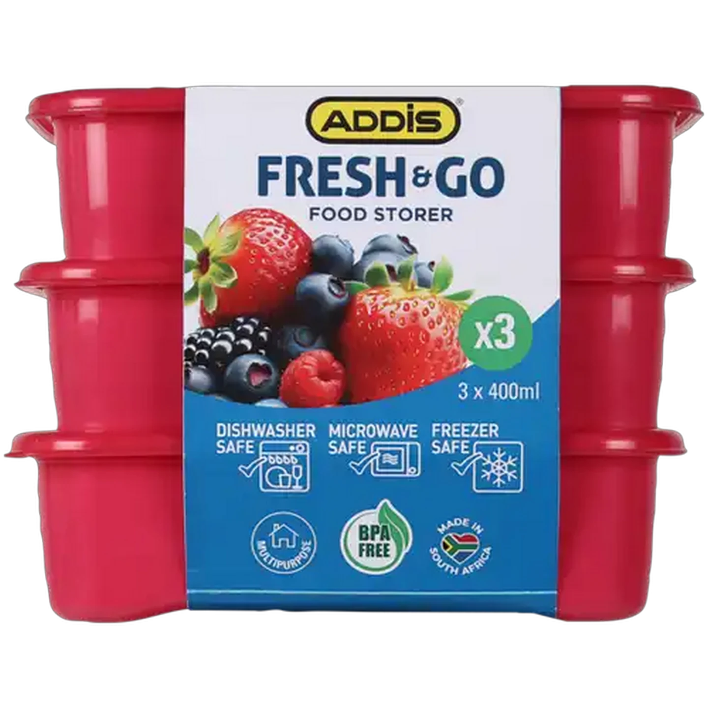 Image of ADDIS Fresh & Go Food Storer Container 3 x 400ml