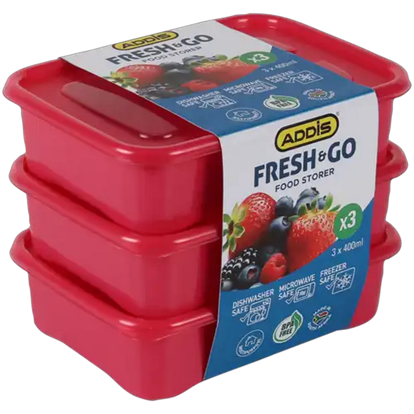 Image of ADDIS Fresh & Go Food Storer Container 3 x 400ml