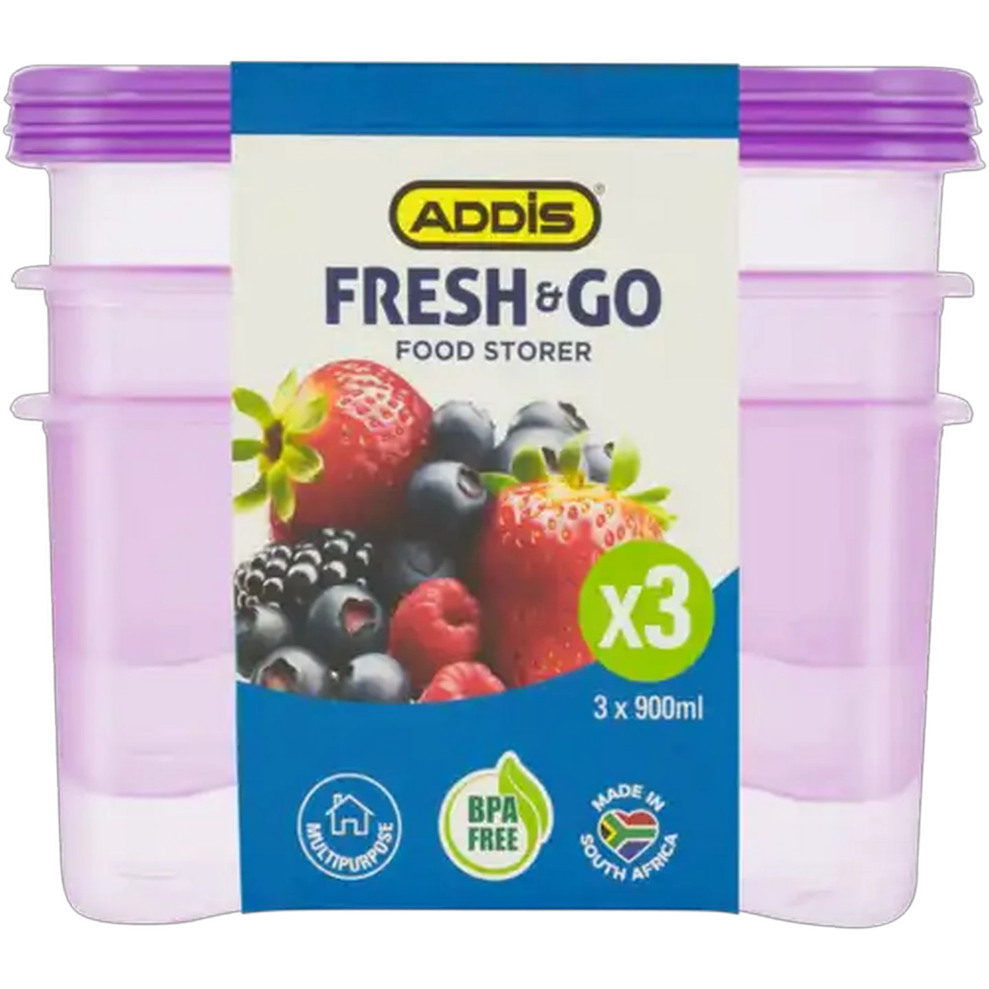 Image of ADDIS Fresh & Go Food Storer 3 x 900ml (Colour May Vary)