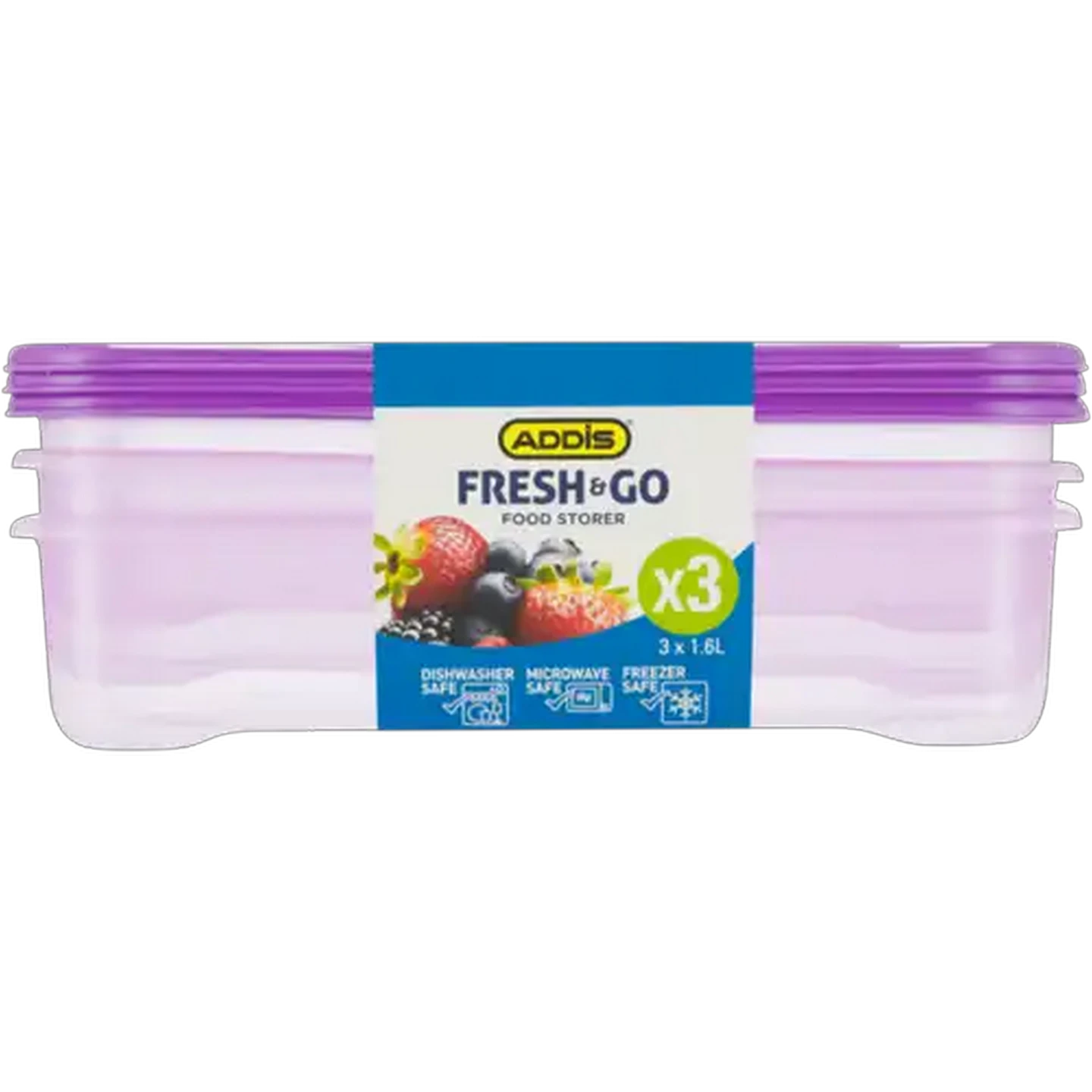 Image of ADDIS Fresh & Go Food Storer Container 3 x 1.6L (Colour May Vary)