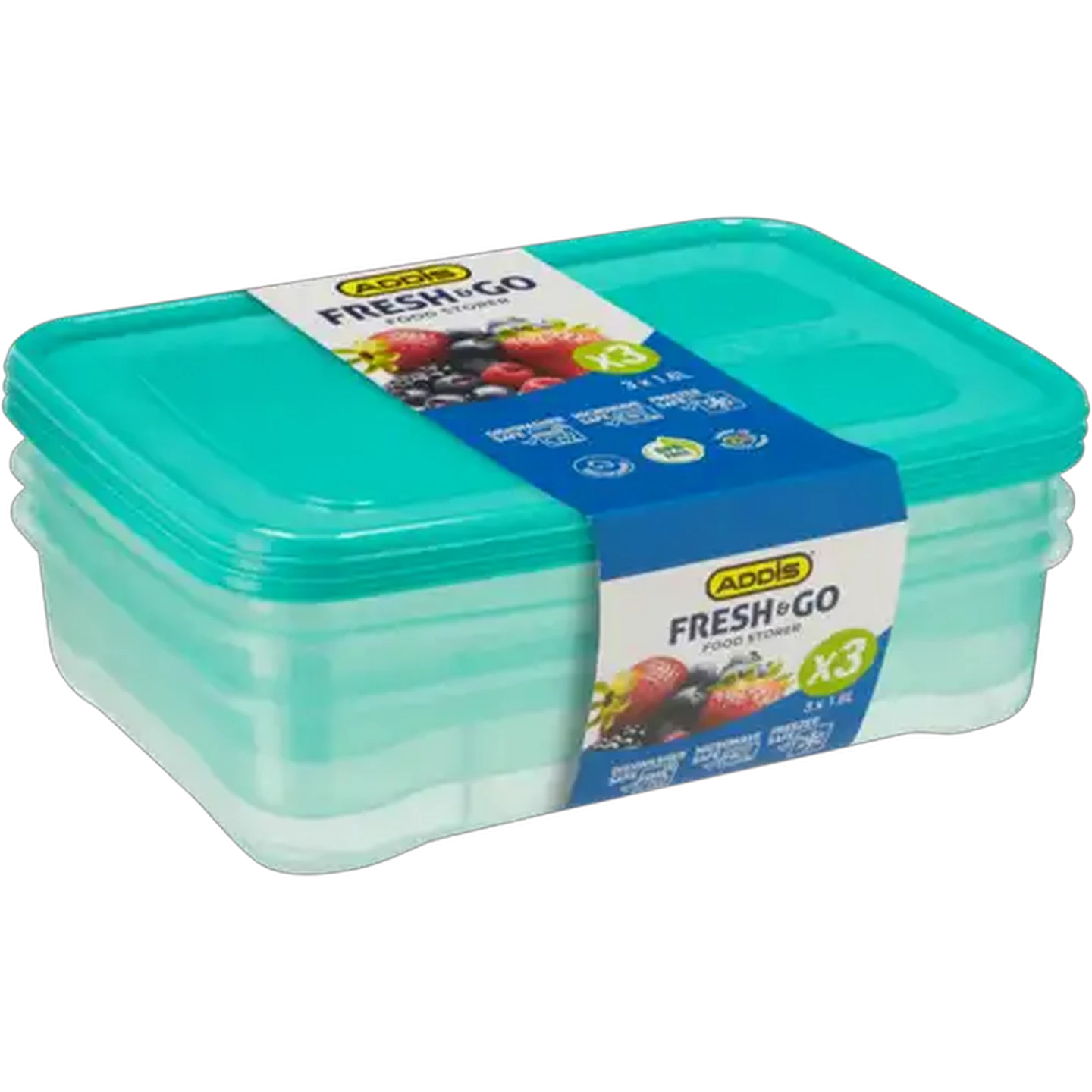 Image of ADDIS Fresh & Go Food Storer Container 3 x 1.6L (Colour May Vary)