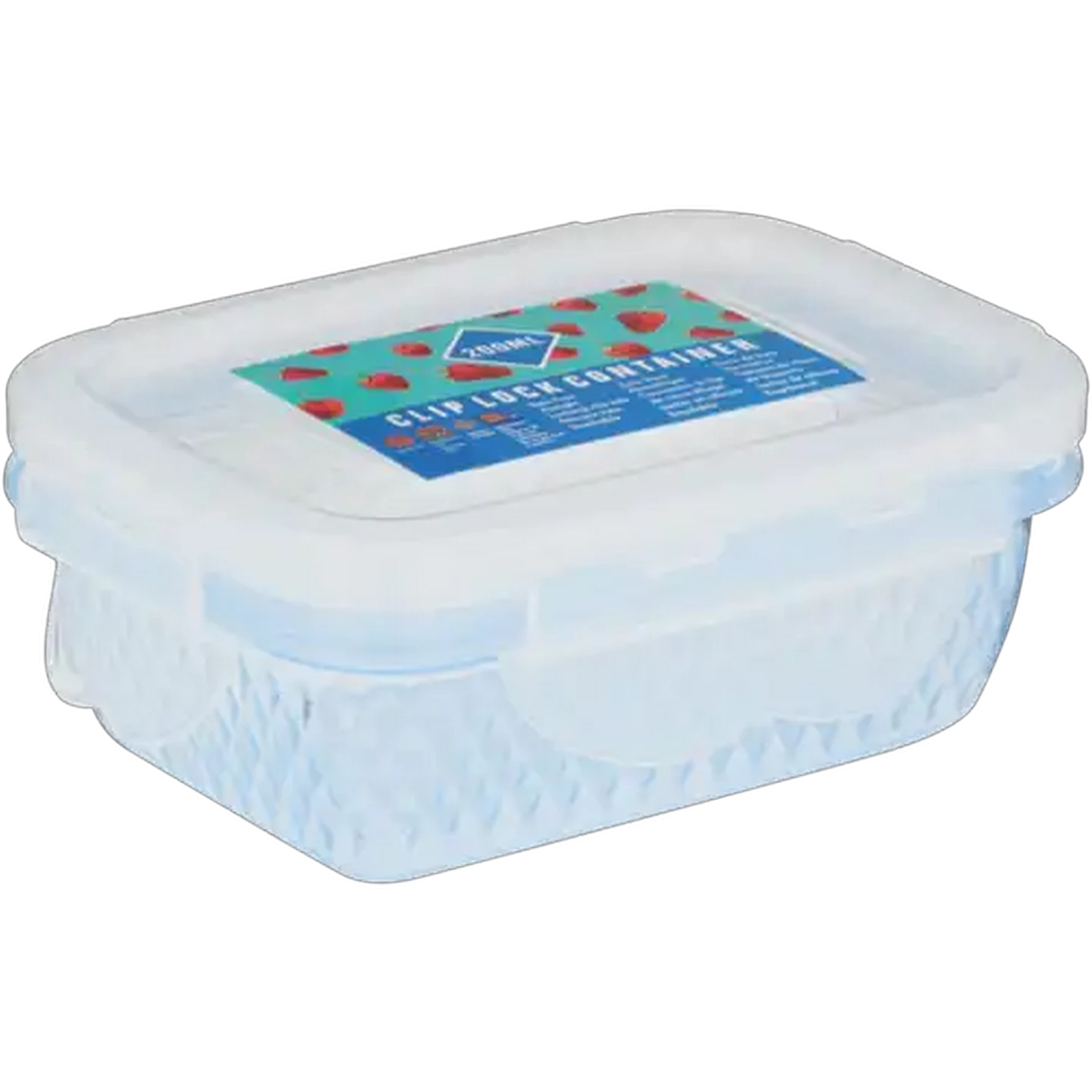 Image of Diamond Plastic Container with Clips 200ml