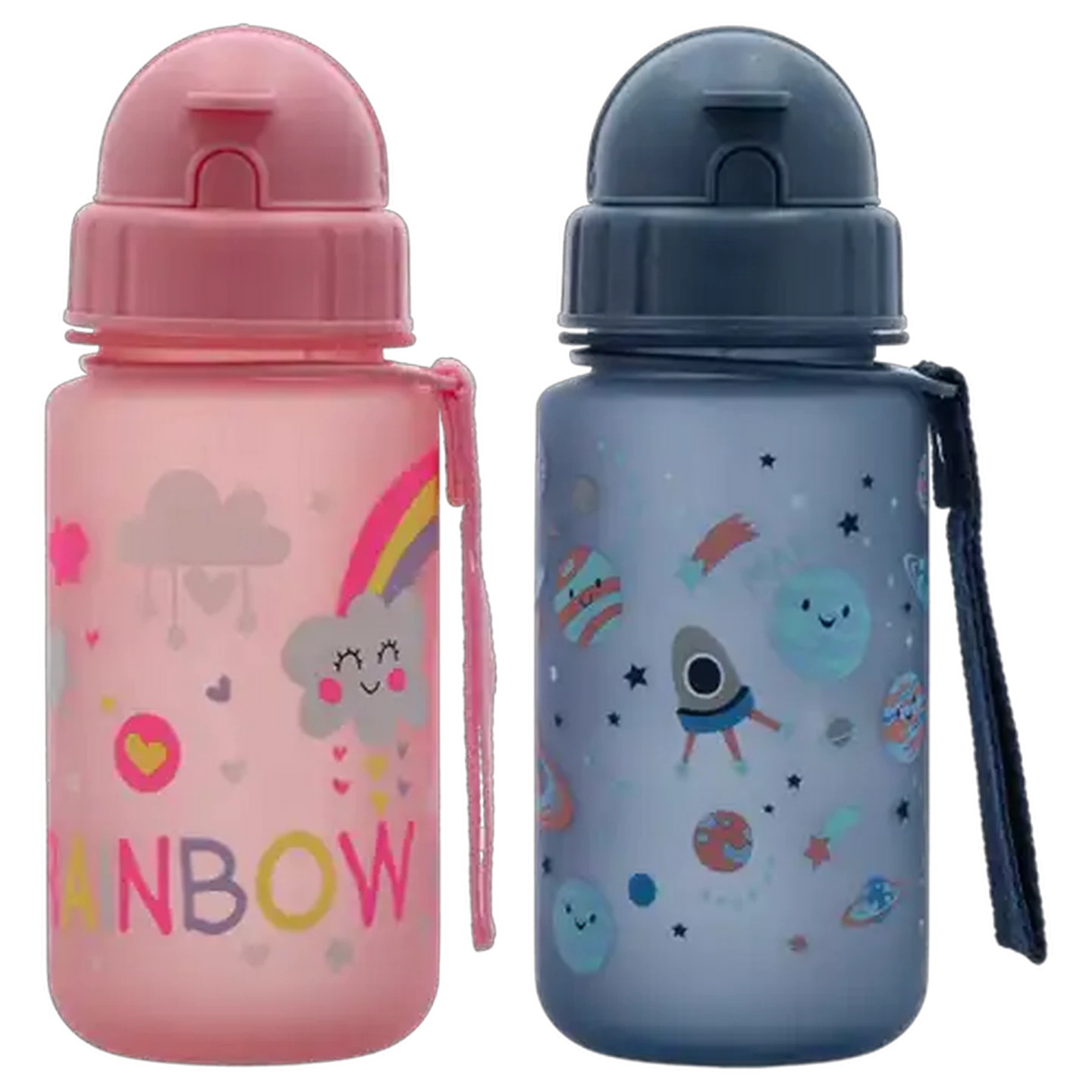 Image of Rainbow Space Bottle with Straw 400ml (Design May Vary)