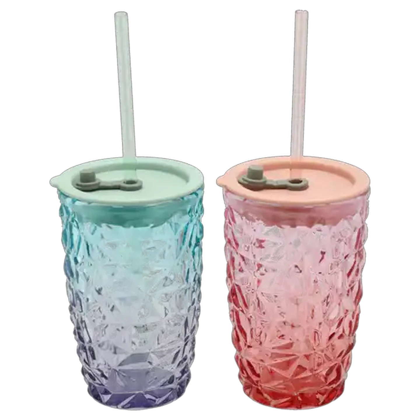 Image of Tropical Glass Jar with Straw (Colour May Vary)