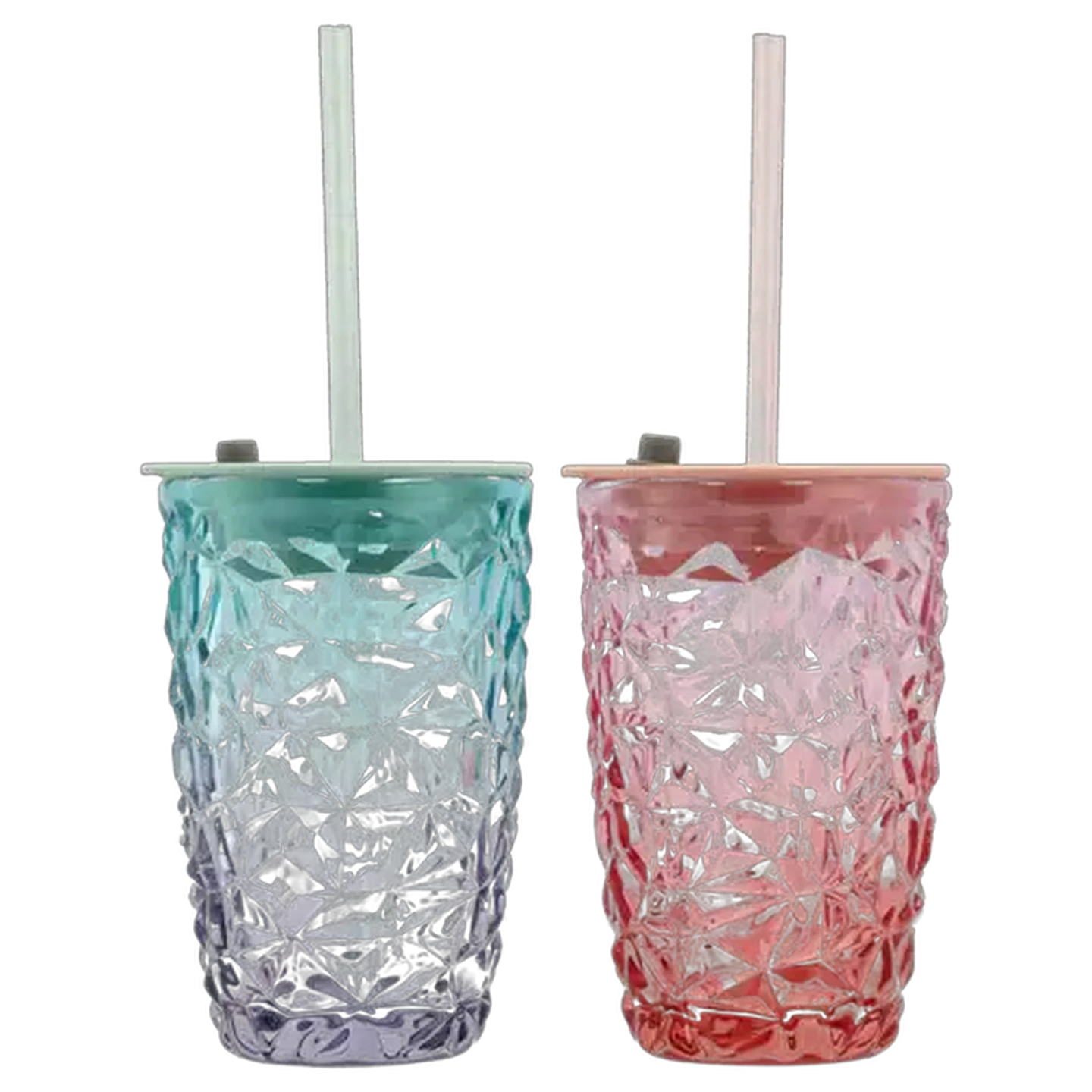 Image of Tropical Glass Jar with Straw (Colour May Vary)