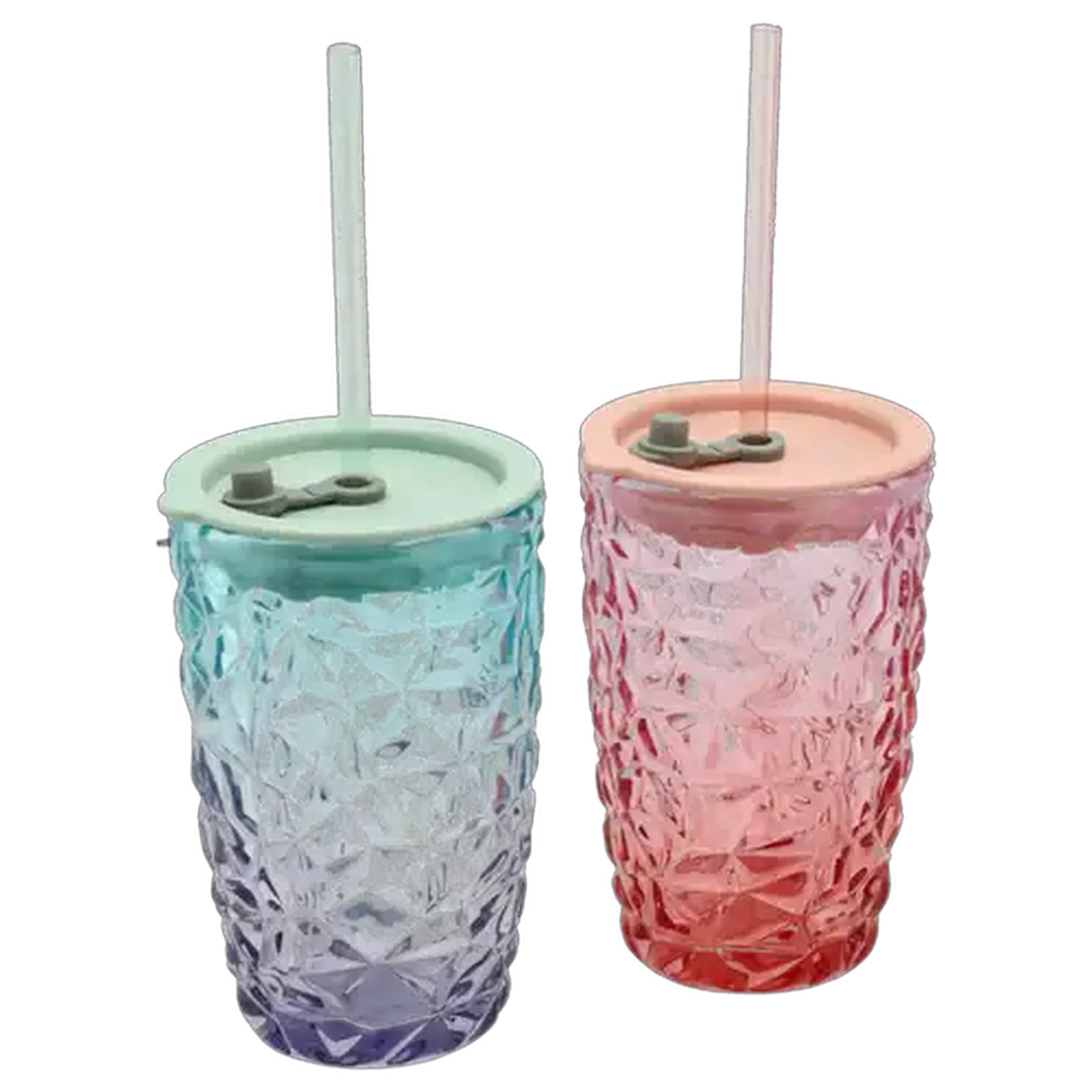 Image of Tropical Glass Jar with Straw (Colour May Vary)