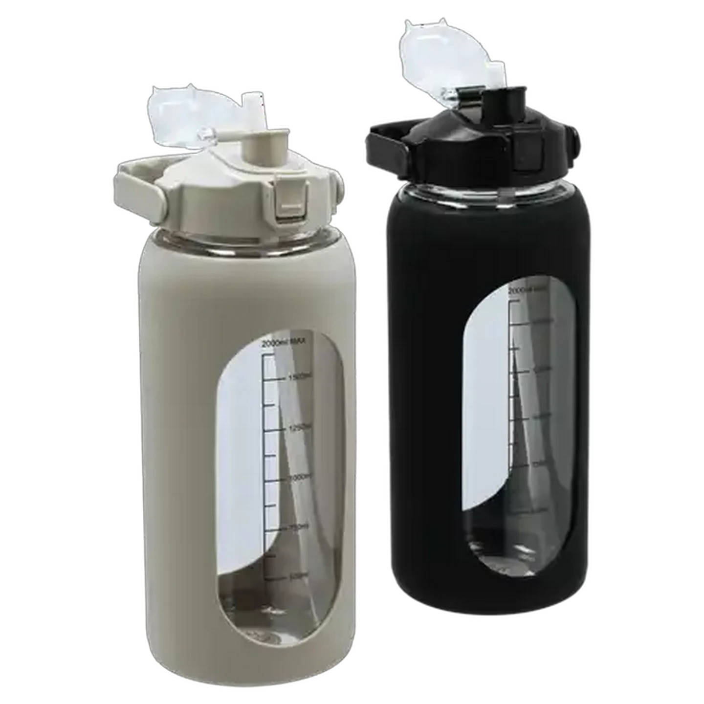 Image of Silicone Cover Plastic Bottle with Straw 2L (Colour May Vary)