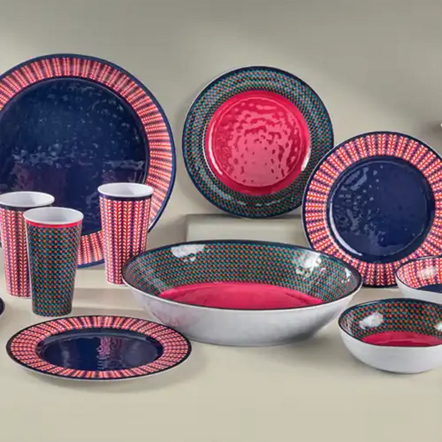Image of Melamine Mix Pattern Plate 26cm (Design May Vary)