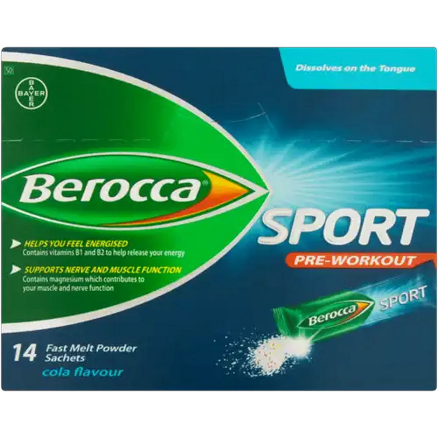 Image of Berocca Sport Cola Flavour Pre-Workout Powder 14 Pack