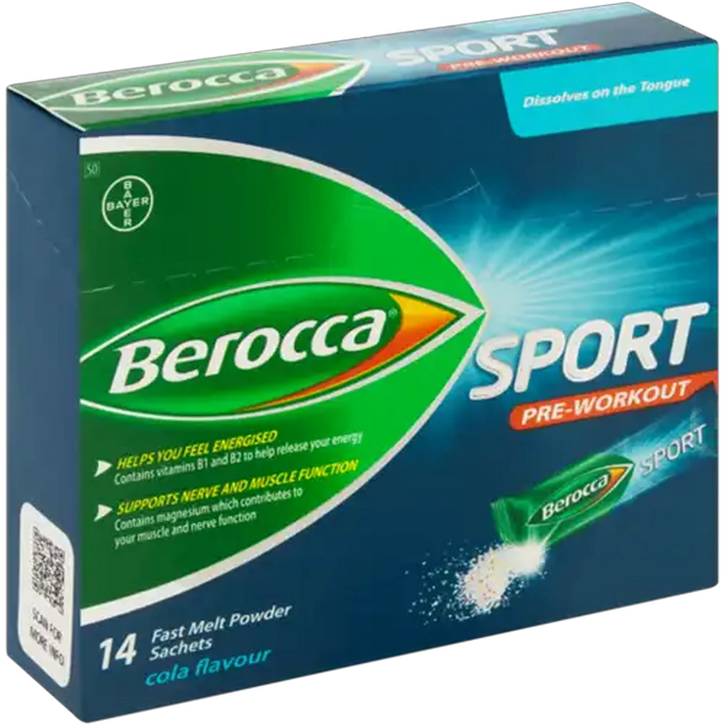 Image of Berocca Sport Cola Flavour Pre-Workout Powder 14 Pack