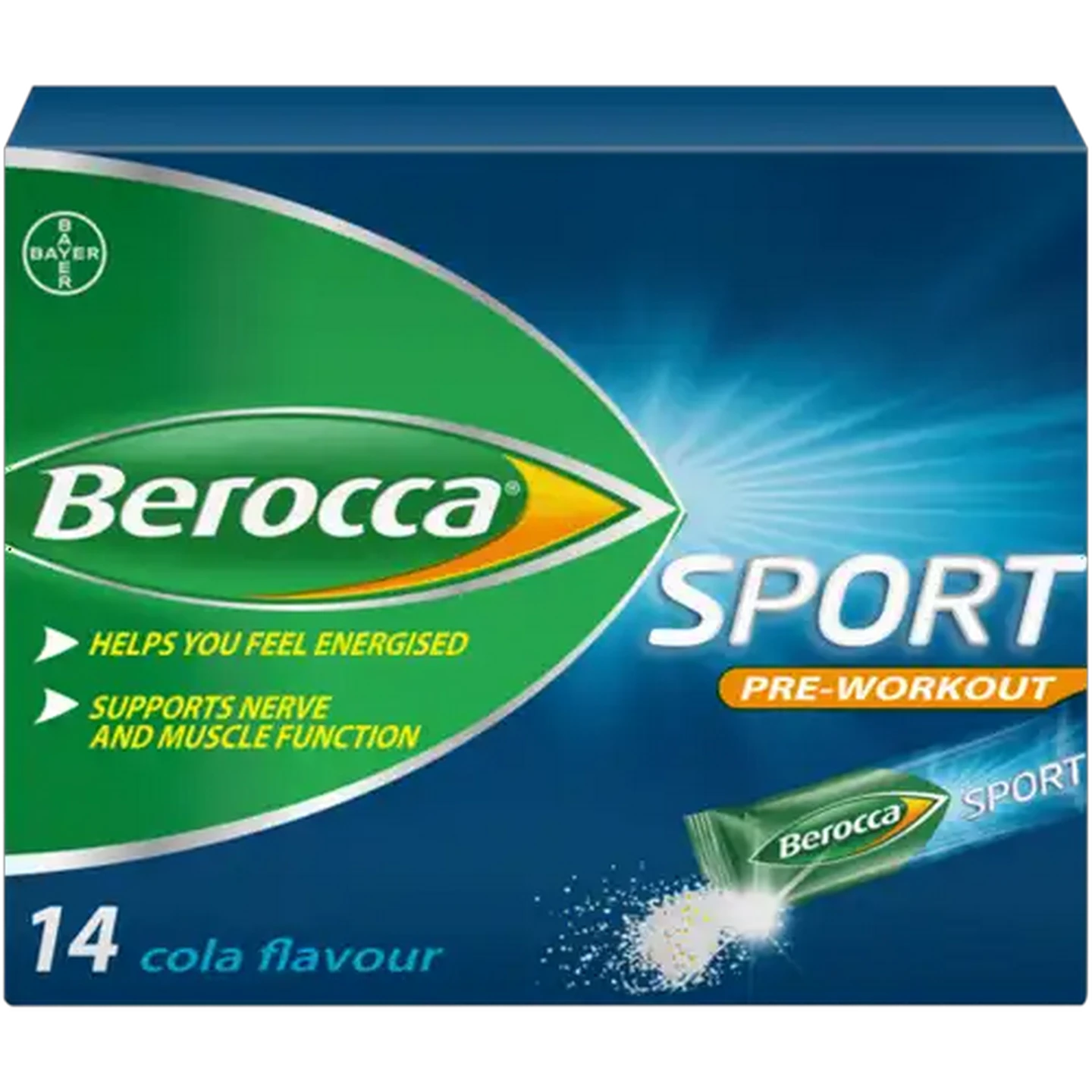 Image of Berocca Sport Cola Flavour Pre-Workout Powder 14 Pack