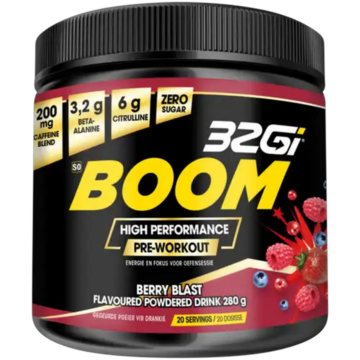 Image of 32Gi Boom Berry Blast Flavoured Pre-Workout 280g