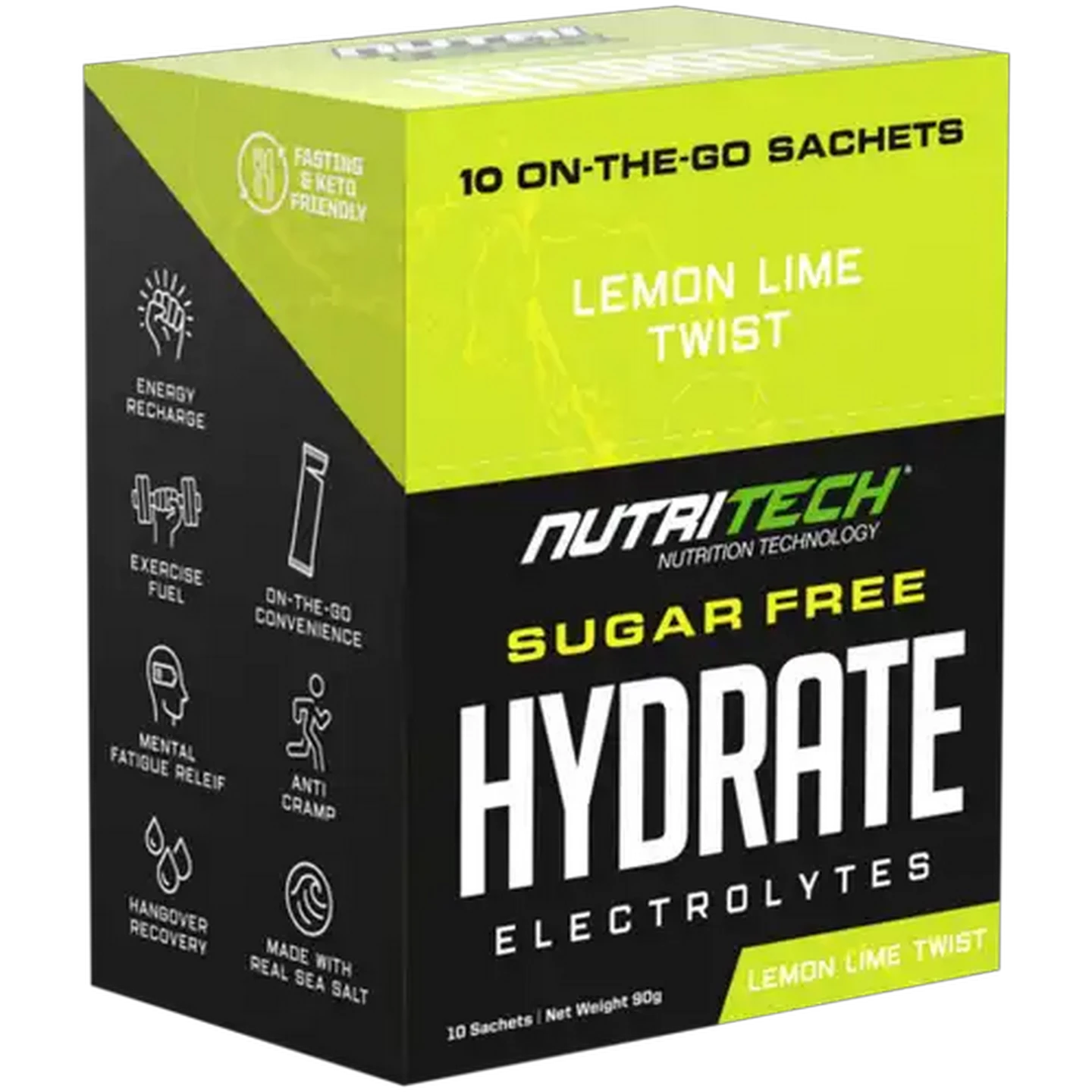 Image of NUTRITECH Hydrate Lemon Lime Twist Sugar Free Electrolytes Sachets 10 x 9g
