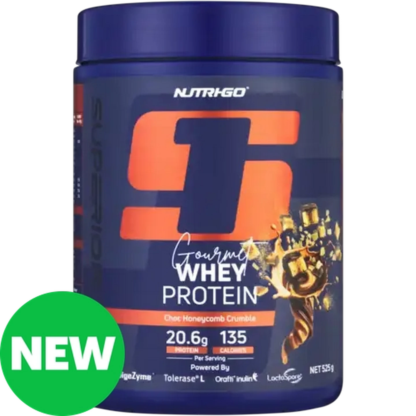 Image of Nutri-Go Choc Honeycomb Crumble Gourmet Whey Protein 525g