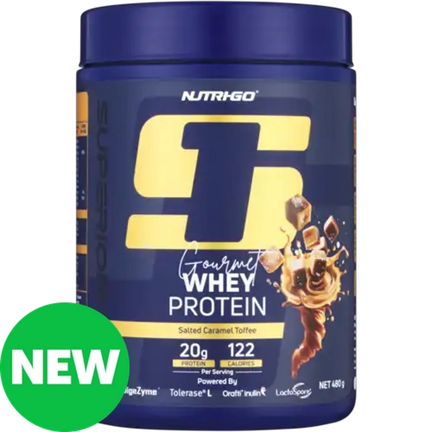Image of Nutri-Go Salted Caramel Toffee Gourmet Whey Protein 480g