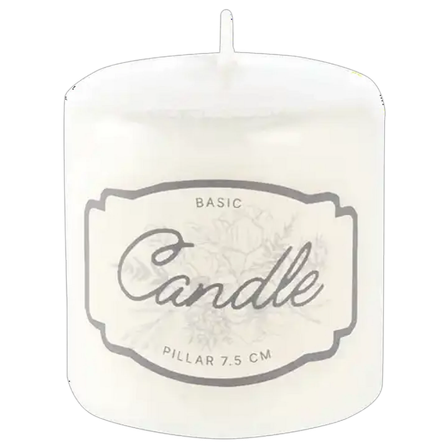 Image of Unscented White Pillar Candle 7.5cm