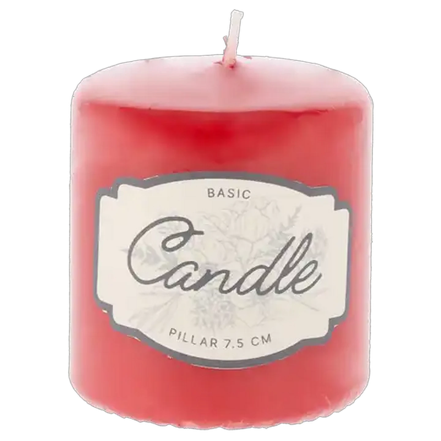 Image of Unscented Red Pillar Candle 7.5cm