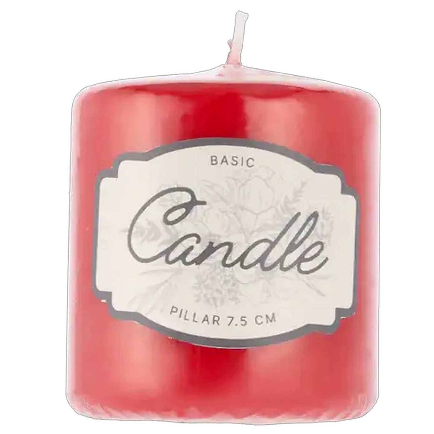 Image of Unscented Red Pillar Candle 7.5cm
