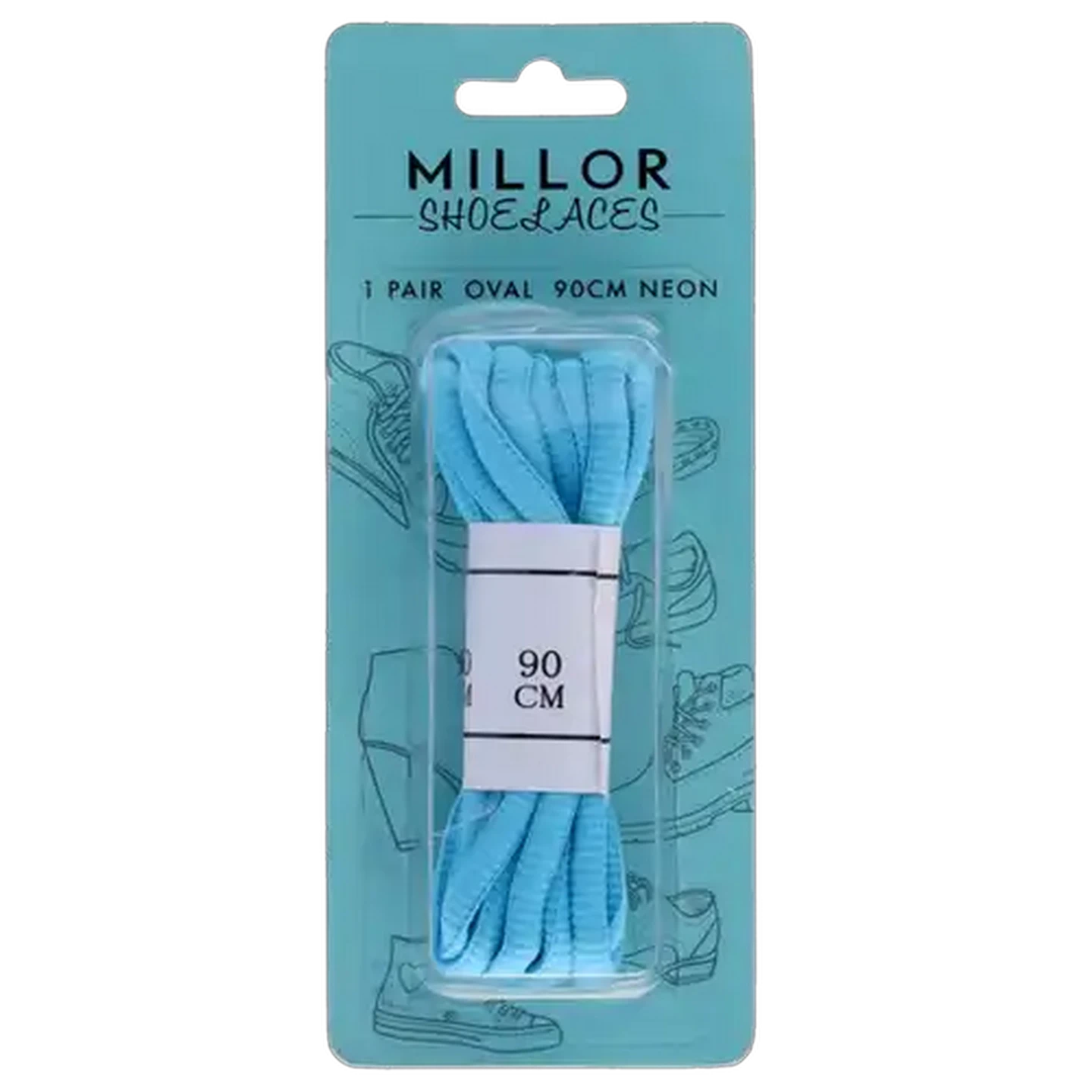 Image of Millor Neon Blue Oval Shoelaces 90cm