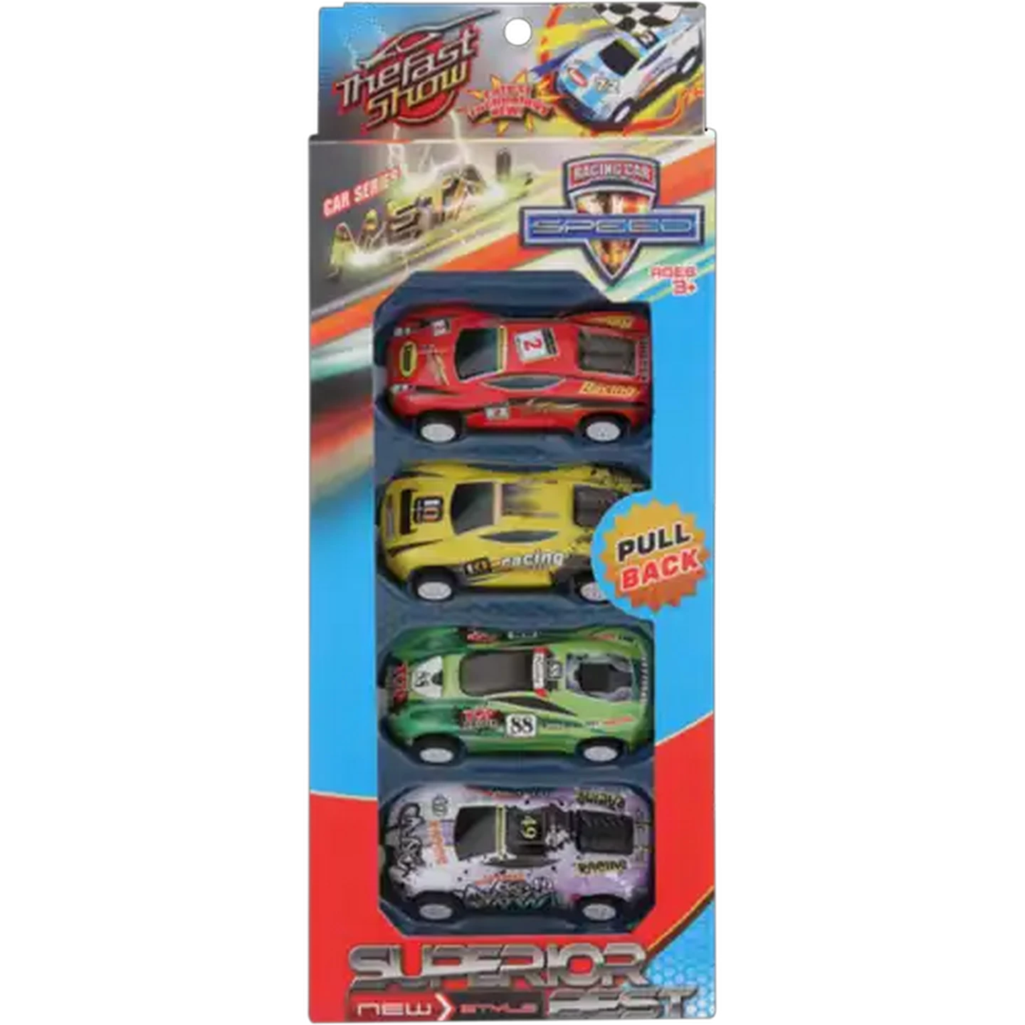 Image of Die-Cast Pull-Back Racing Car Set 4s