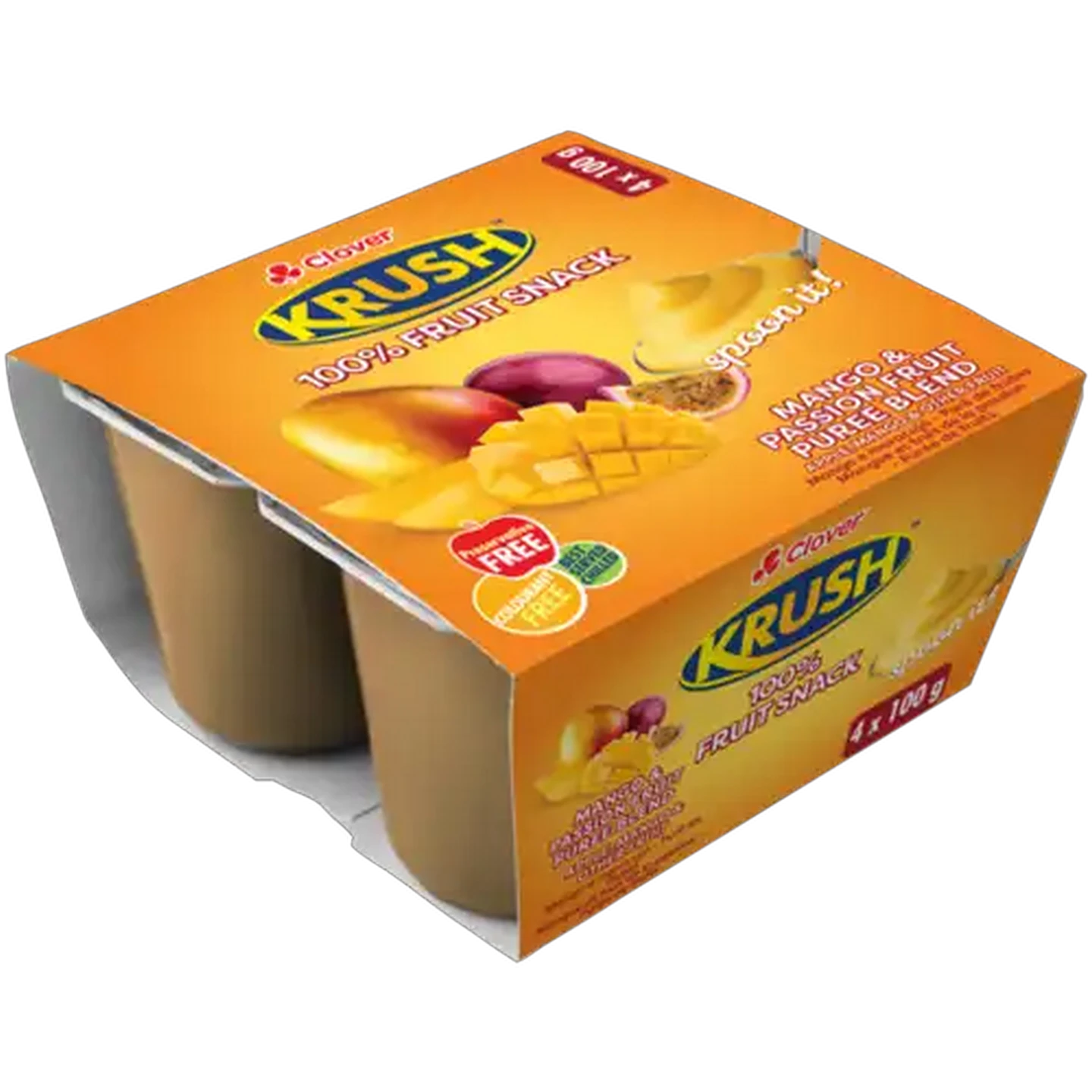 Image of Clover Krush Mango & Passion Fruit 100% Fruit Snack 4 x 100g
