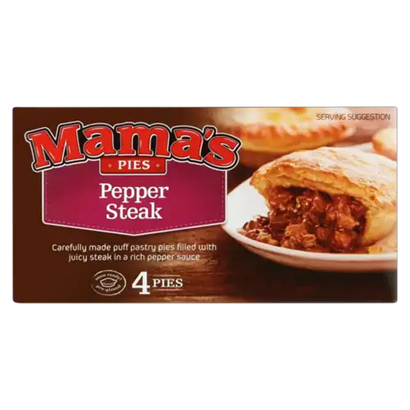 Image of Mama's Pies Frozen Pepper Steak Pies 4 Pack