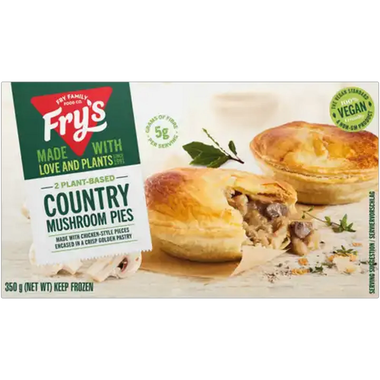 Image of Fry's Frozen Meat Free Country Mushroom Flavoured Pies 350g