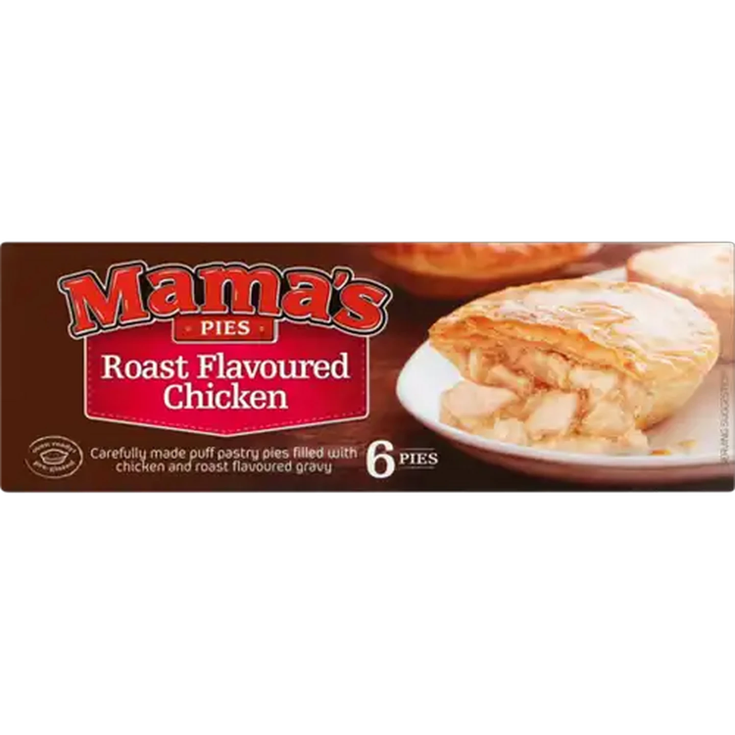 Image of Mama's Pies Frozen Roast Flavoured Chicken Pies 6 Pack
