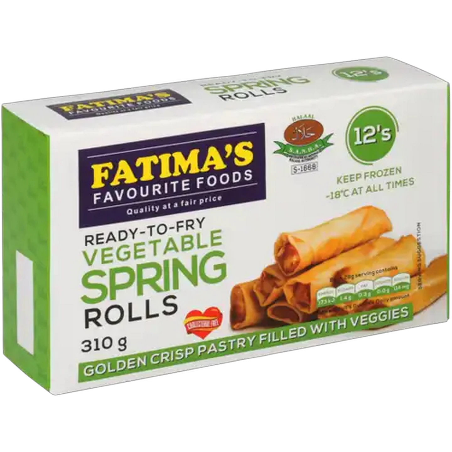 Image of Fatima's Favourite Foods Frozen Ready-To-Fry Vegetable Spring Rolls 12 Pack