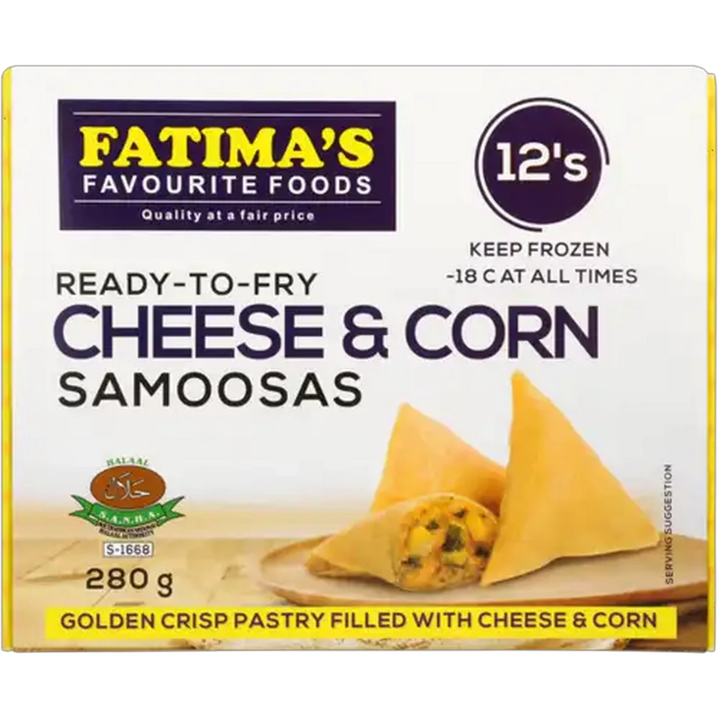 Image of Fatima's Favourite Foods Frozen Cheese and Corn Samoosa 12 Pack