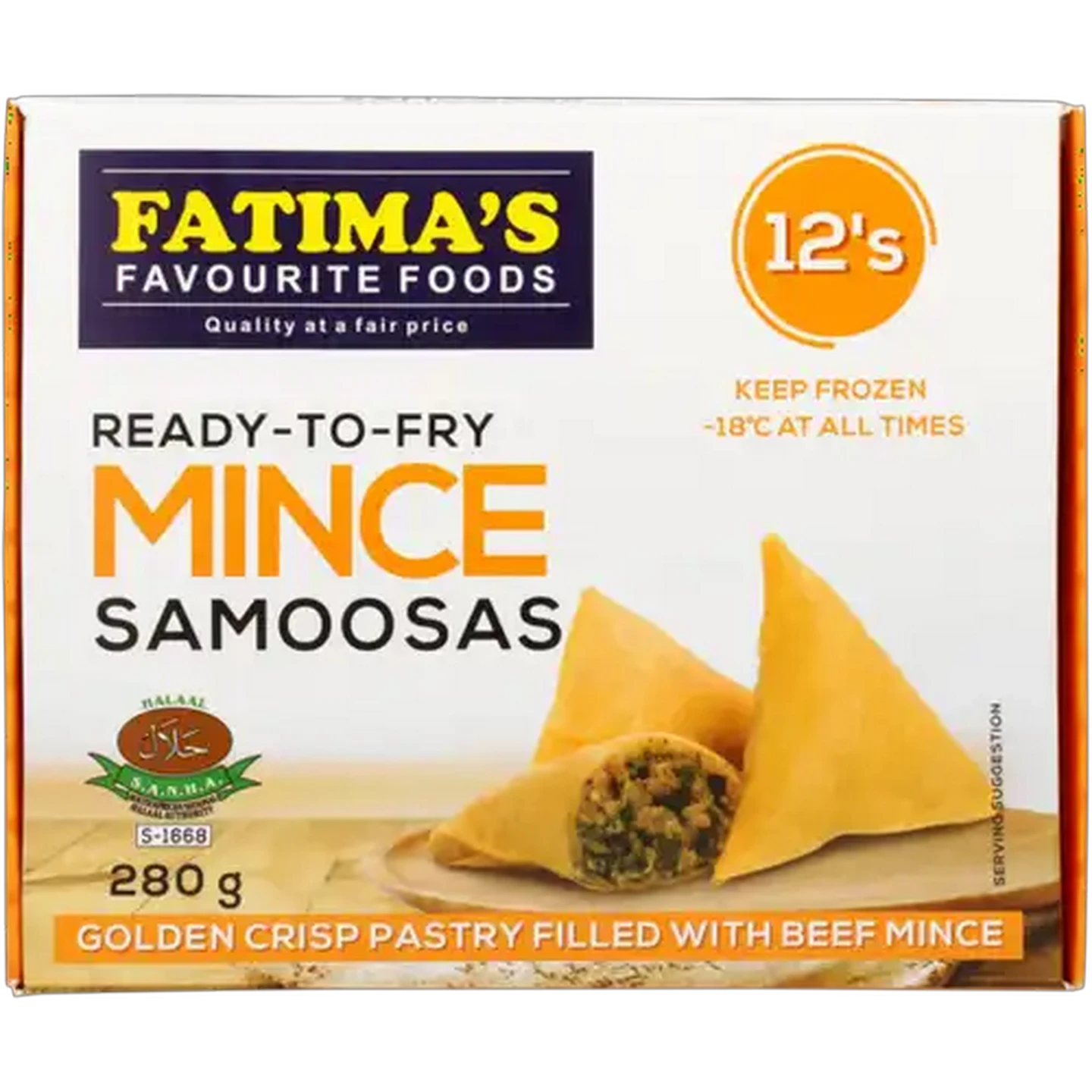 Image of Fatima's Favourite Foods Frozen Ready-To-Fry Mince Samoosas 12 Pack