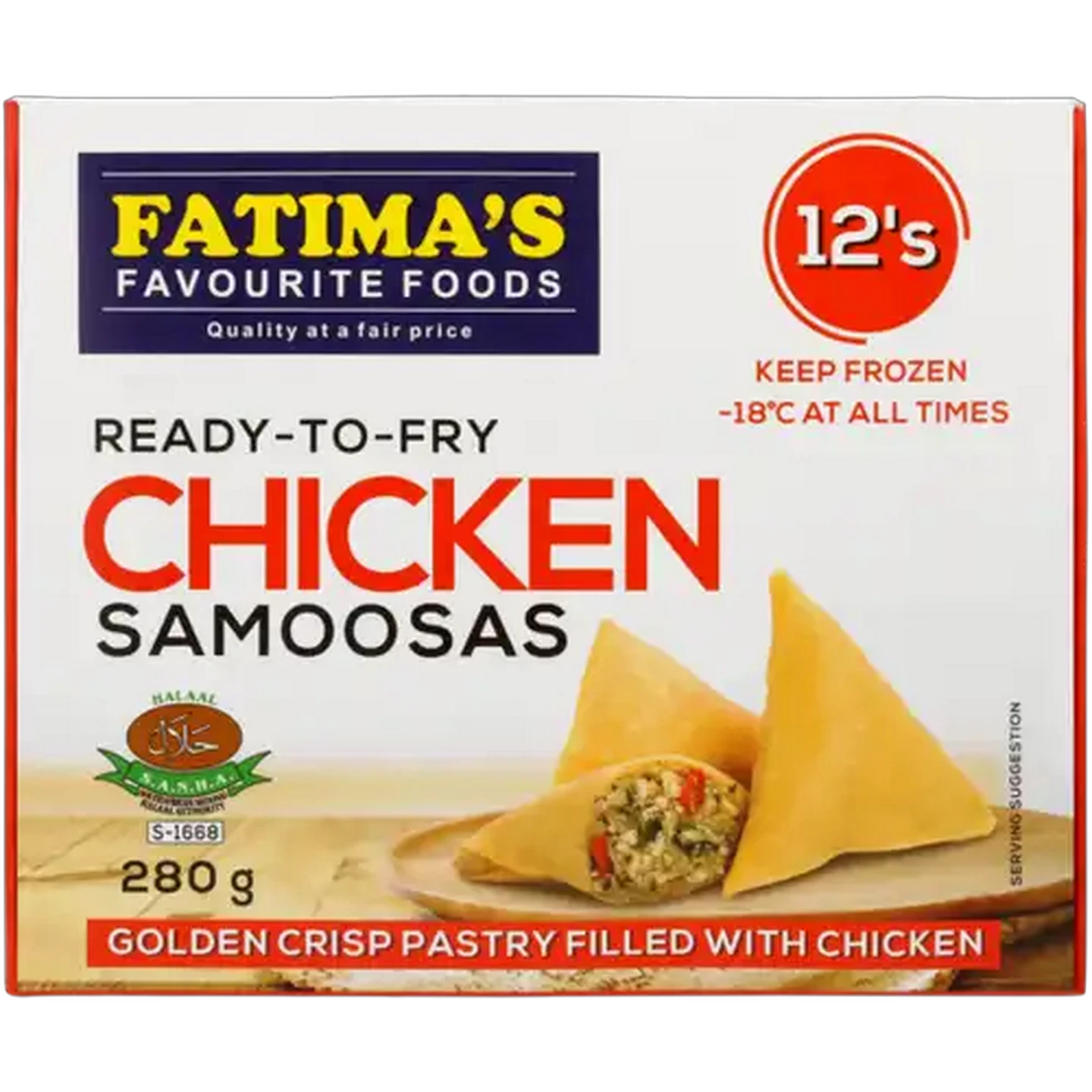 Image of Fatima's Favourite Foods Frozen Ready-To-Fry Chicken Samoosas 12 Pack