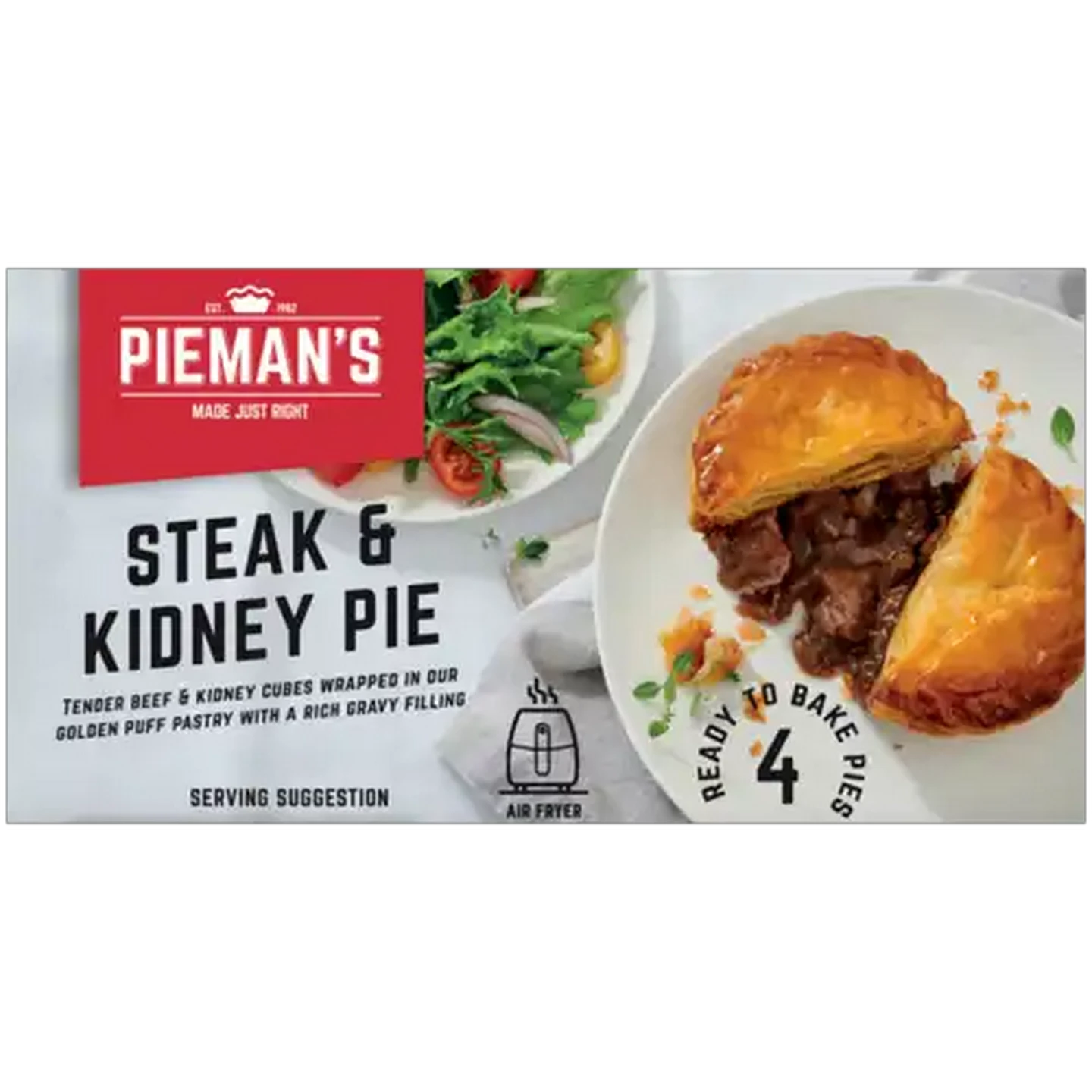 Image of PIEMAN’S Frozen Steak & Kidney Pie 4 Pack