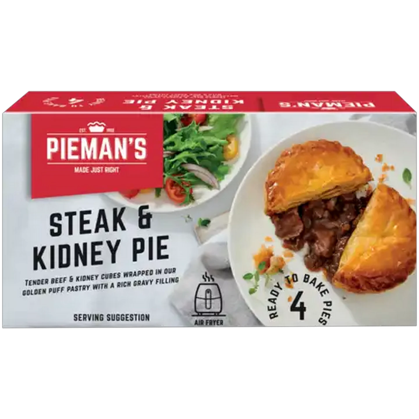 Image of PIEMAN’S Frozen Steak & Kidney Pie 4 Pack