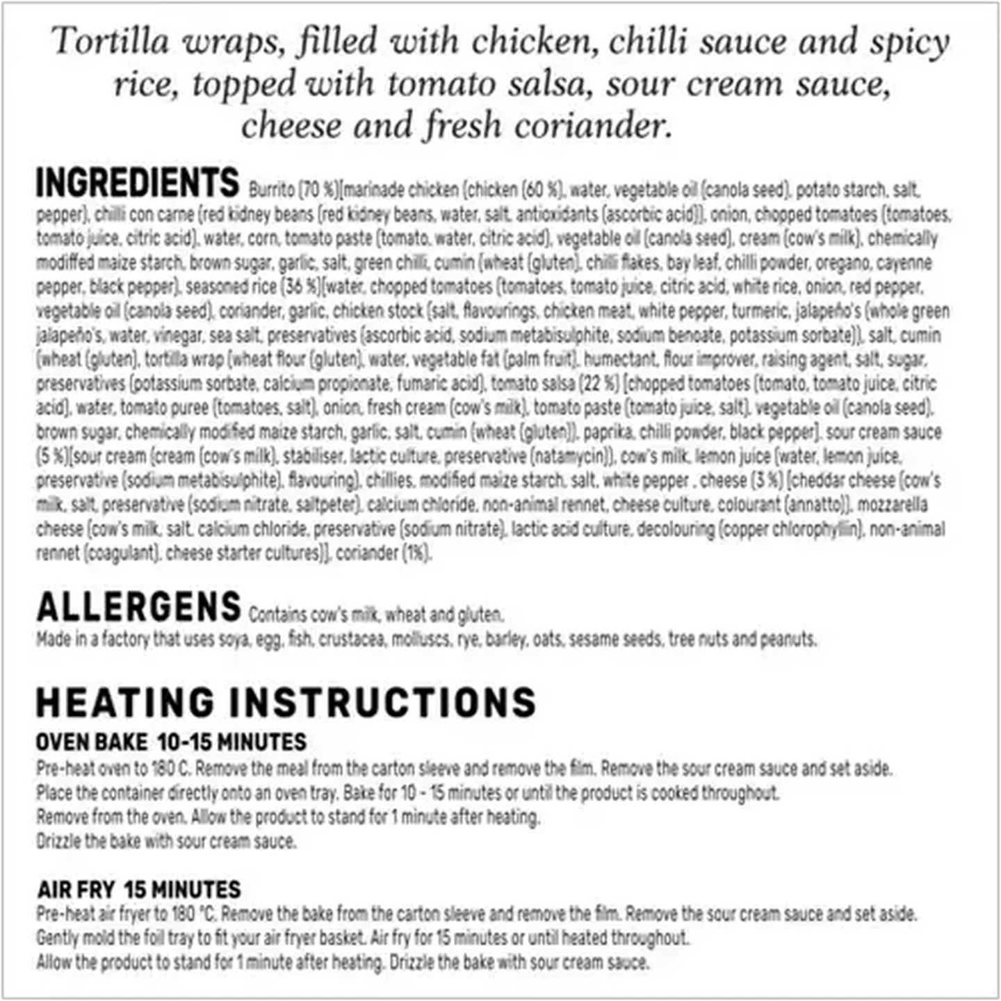 Image of Gourmade Chicken Burrito Bake 1kg
