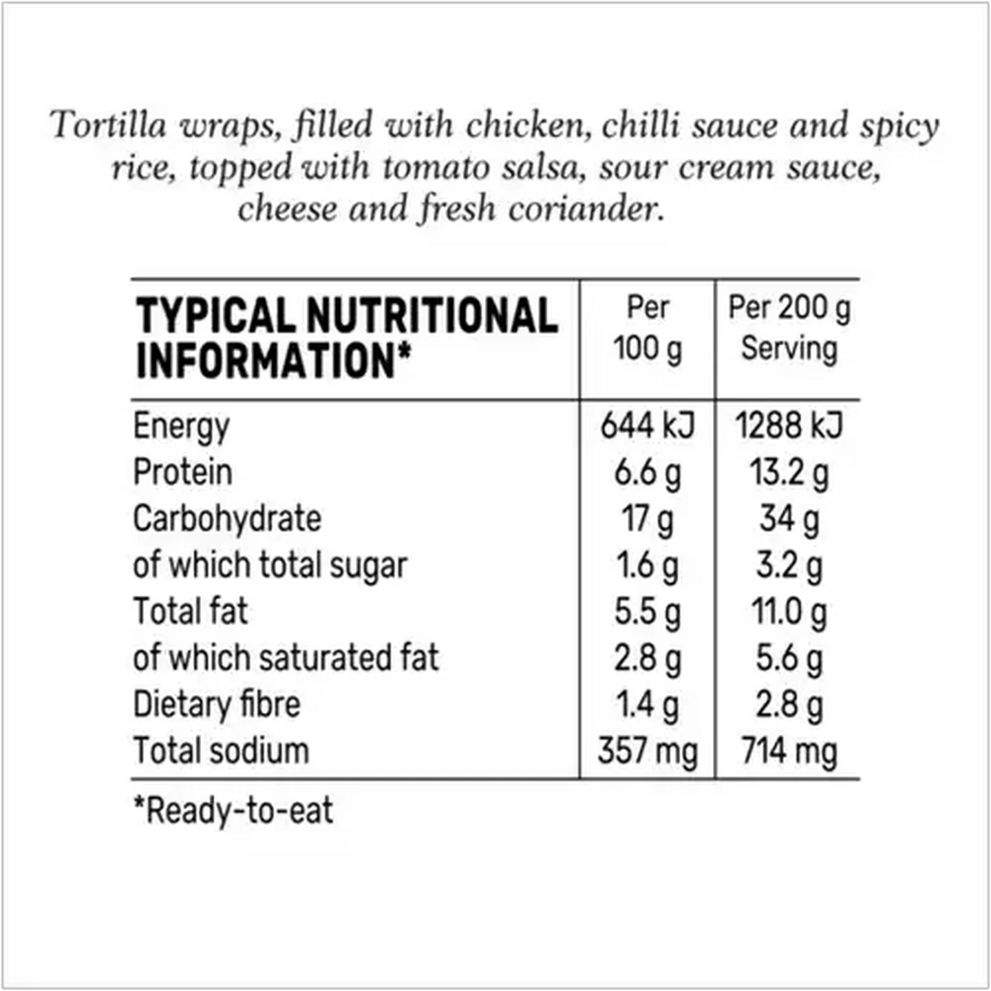 Image of Gourmade Chicken Burrito Bake 1kg