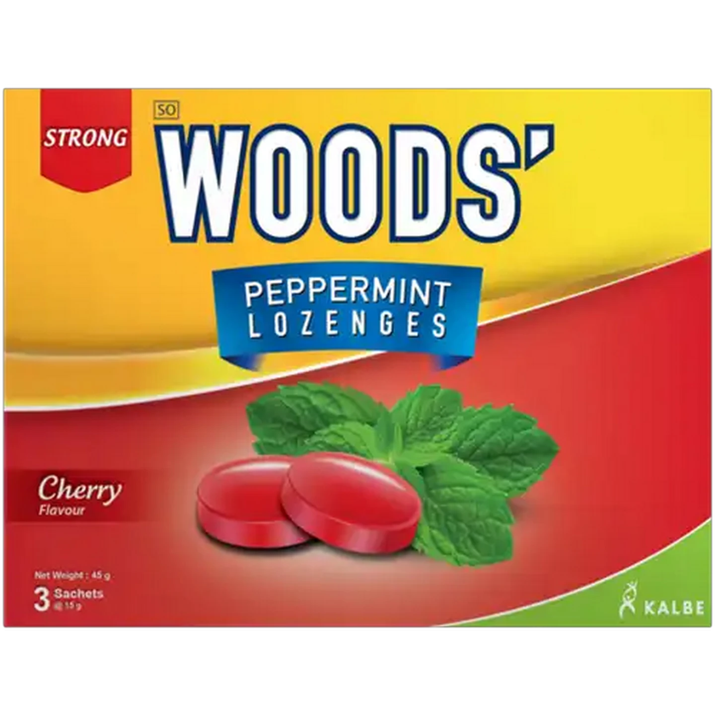Image of Woods' Cherry Flavour Peppermint Lozenges 3 x 15g
