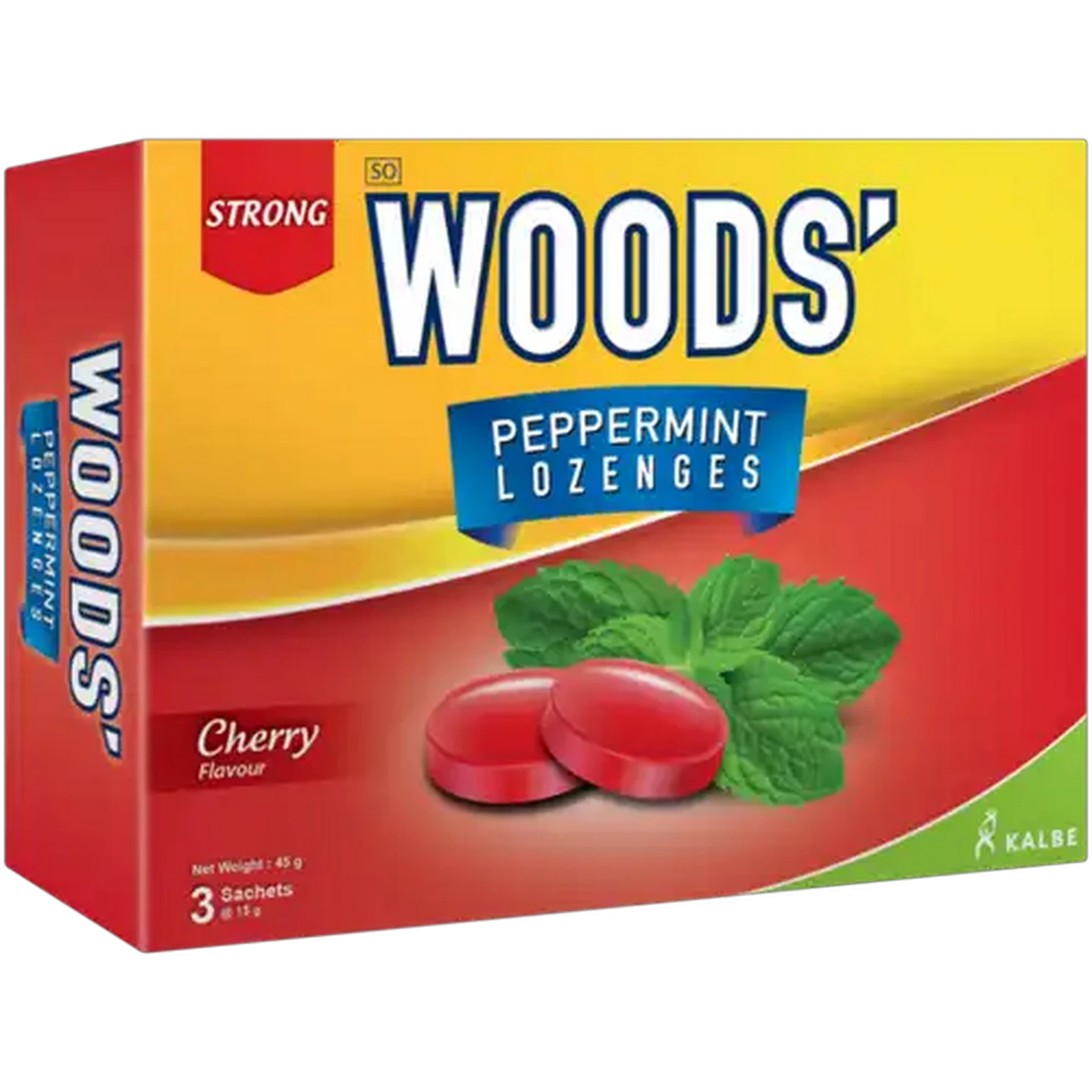 Image of Woods' Cherry Flavour Peppermint Lozenges 3 x 15g
