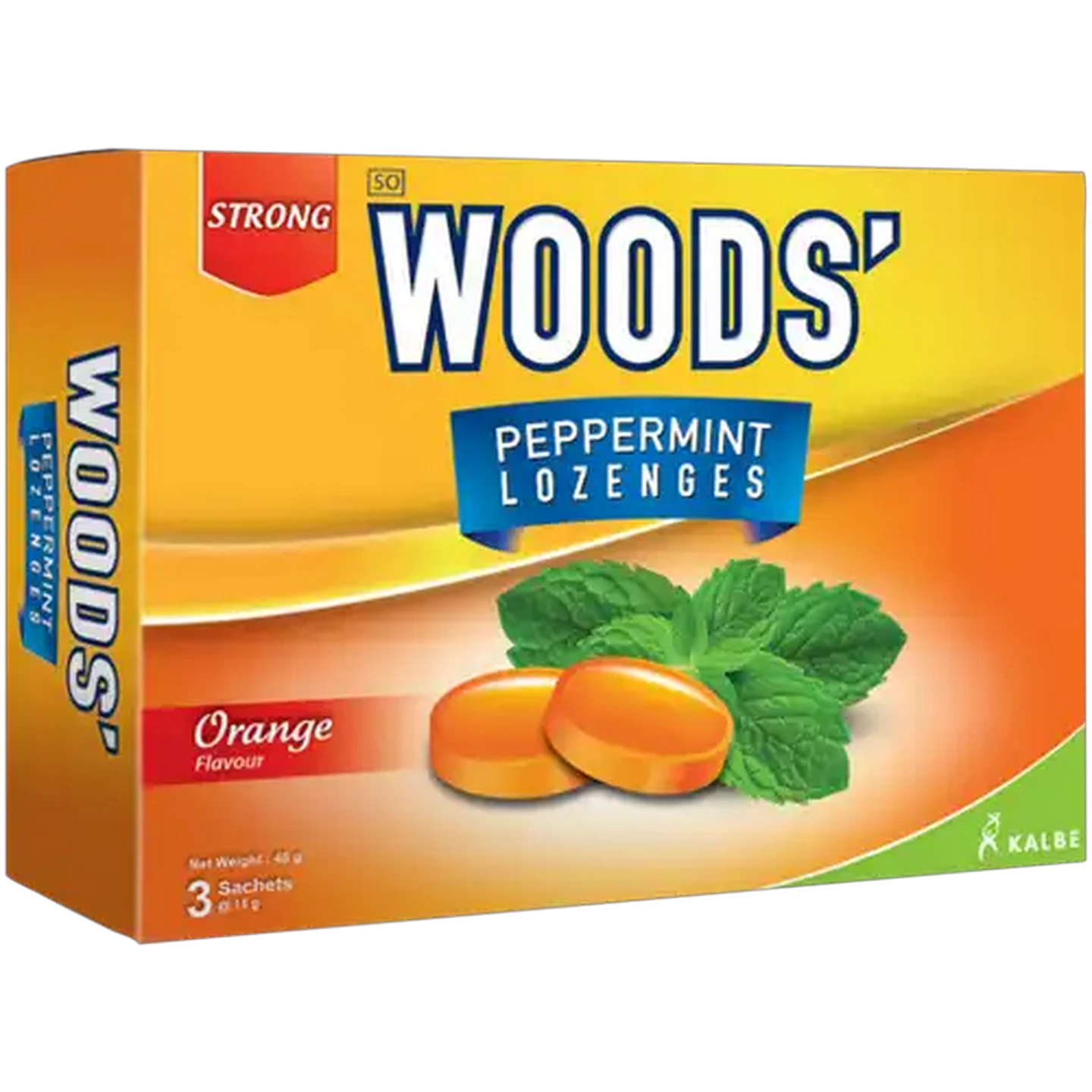 Image of WOODS' Orange Flavour Peppermint Lozenges 3 x 15g
