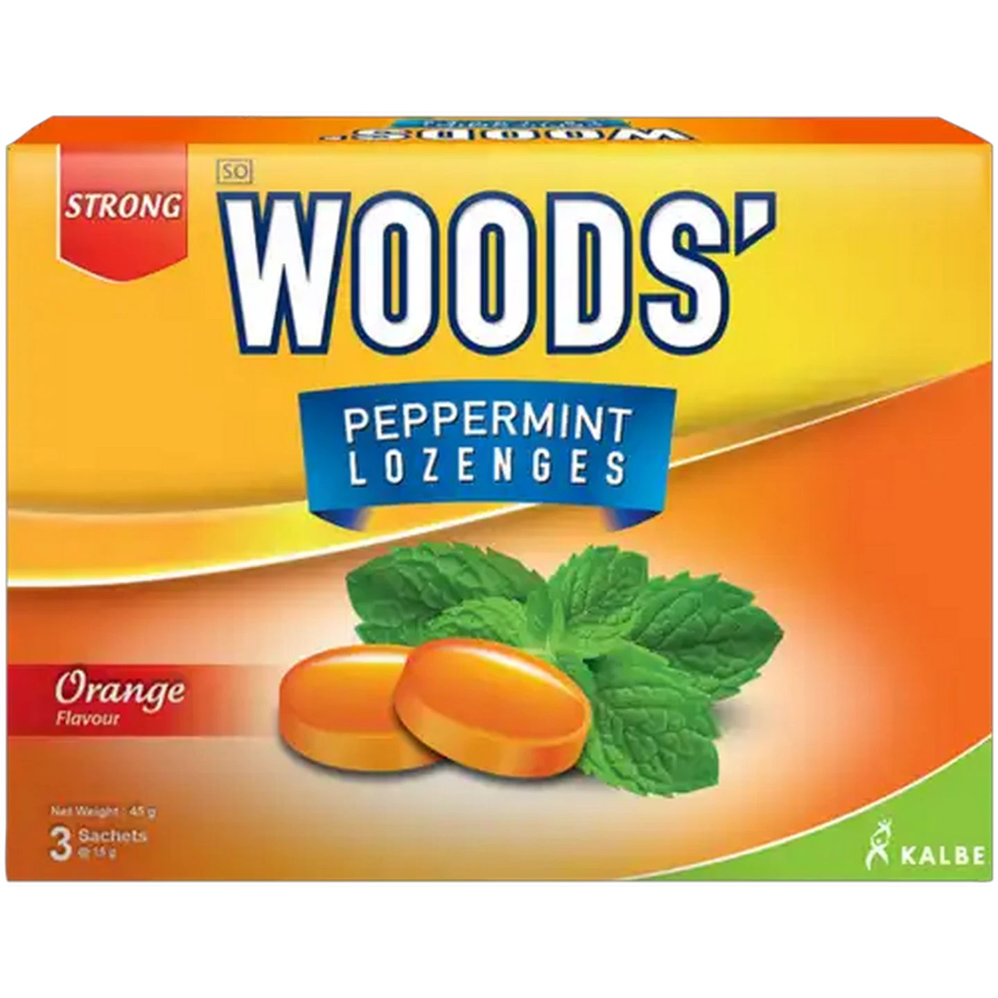 Image of WOODS' Orange Flavour Peppermint Lozenges 3 x 15g